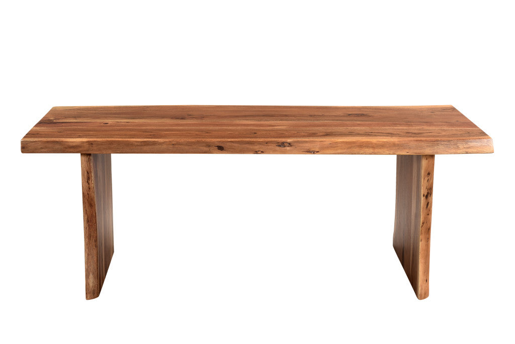 51" Brown Solid Wood Sled Coffee Table-Coffee Tables-DECOROLALA