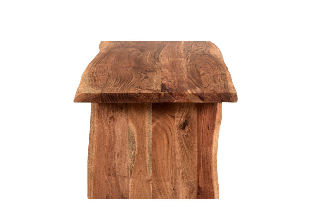 51" Brown Solid Wood Sled Coffee Table-Coffee Tables-DECOROLALA