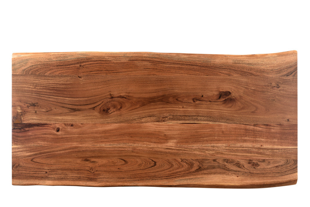 51" Brown Solid Wood Sled Coffee Table-Coffee Tables-DECOROLALA