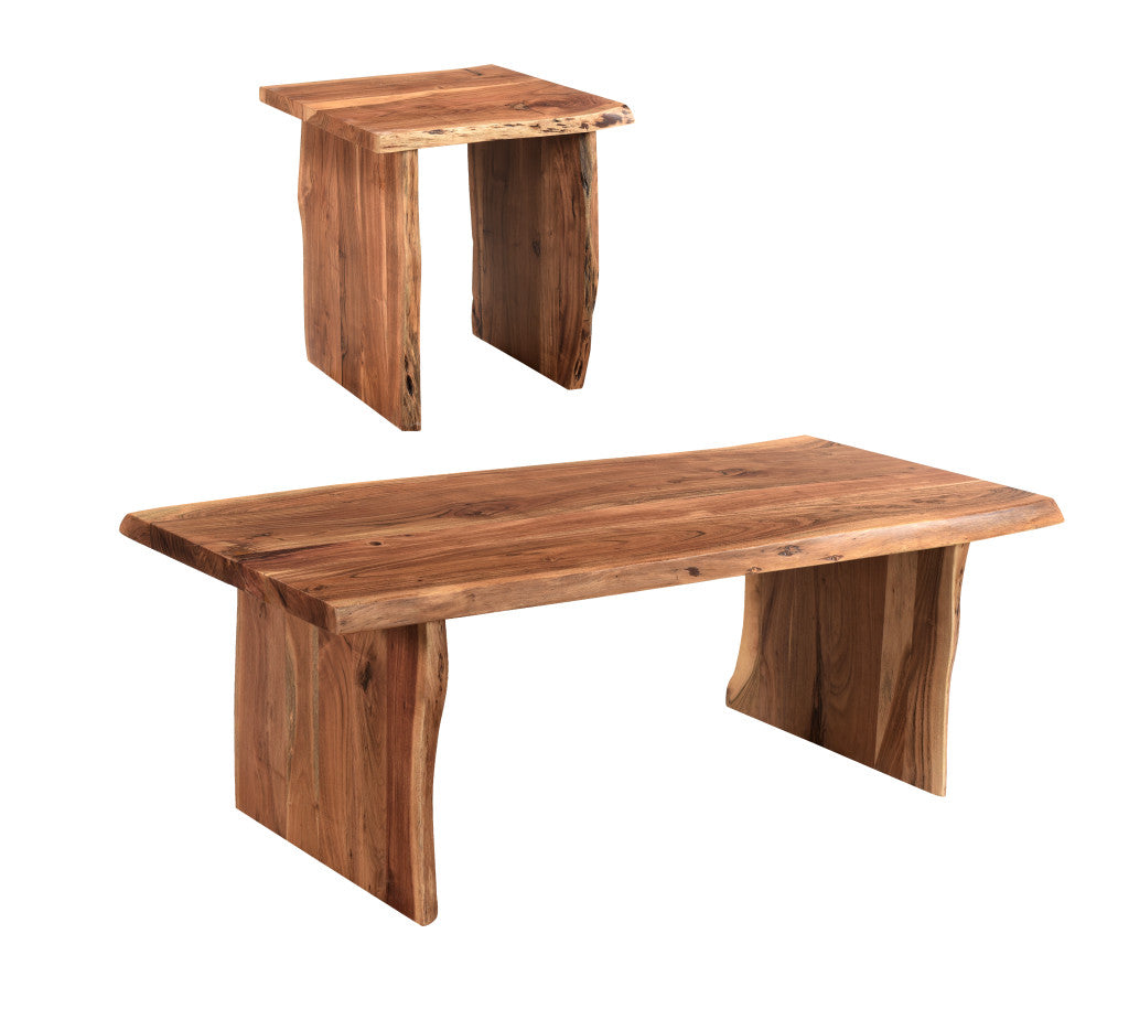 51" Brown Solid Wood Sled Coffee Table-Coffee Tables-DECOROLALA
