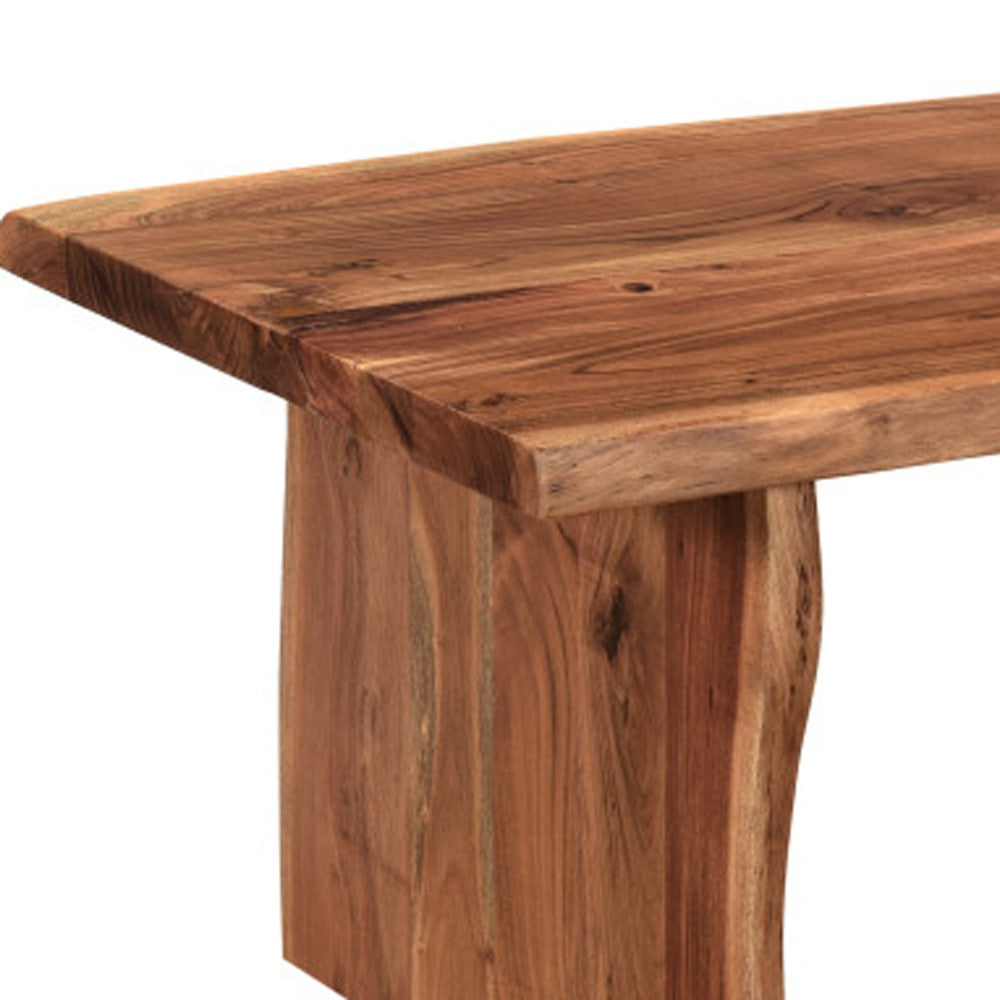 51" Brown Solid Wood Sled Coffee Table-Coffee Tables-DECOROLALA