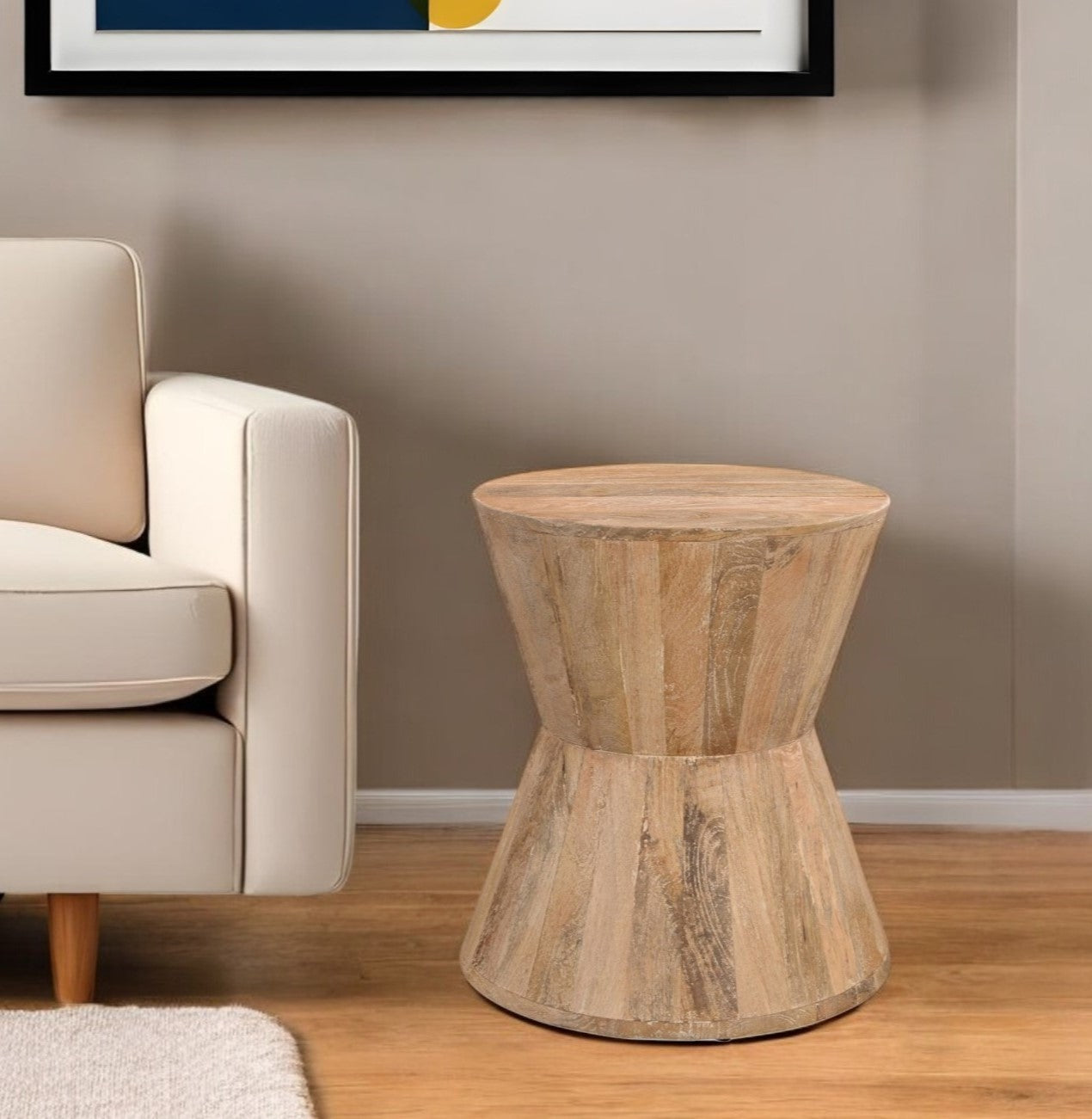 18" Wood Brown And Brown Wood Solid Wood Round End Table-End-Side Tables-DECOROLALA
