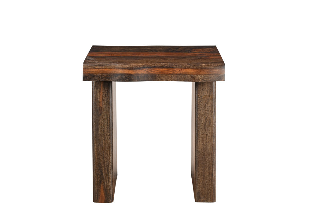23" Dark Brown And Brown Wood Solid Wood Square End Table-End-Side Tables-DECOROLALA