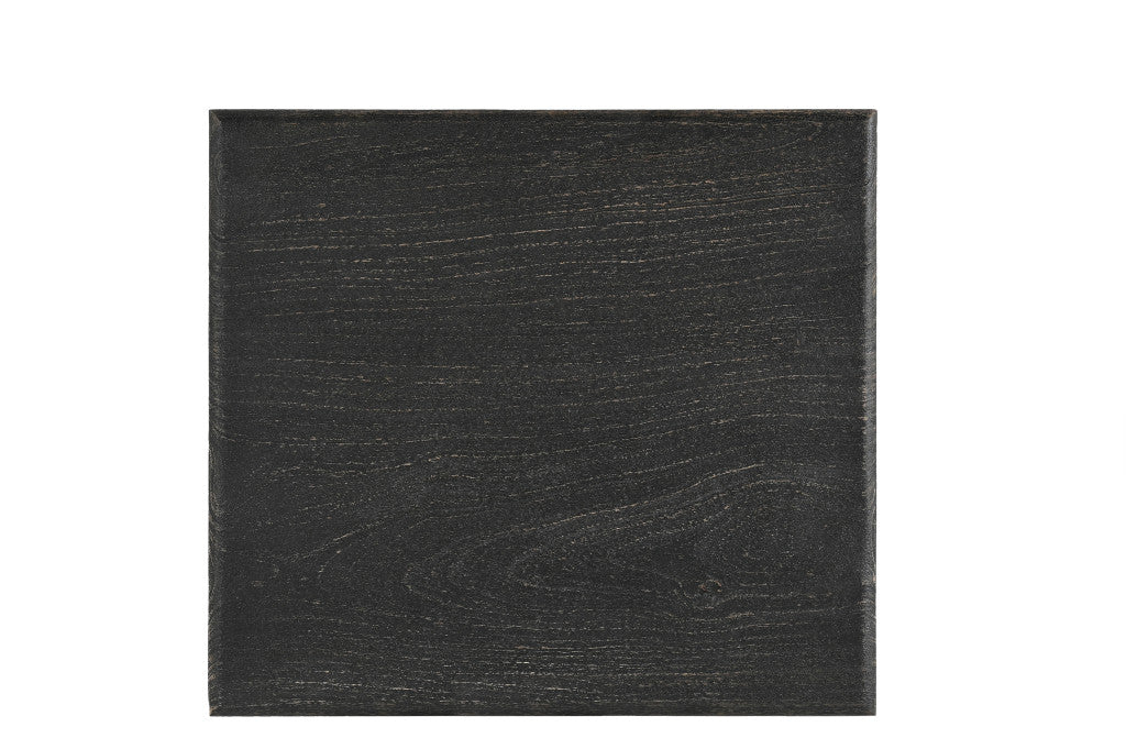 24" Black Distressed Solid Wood Square End Table-End-Side Tables-DECOROLALA