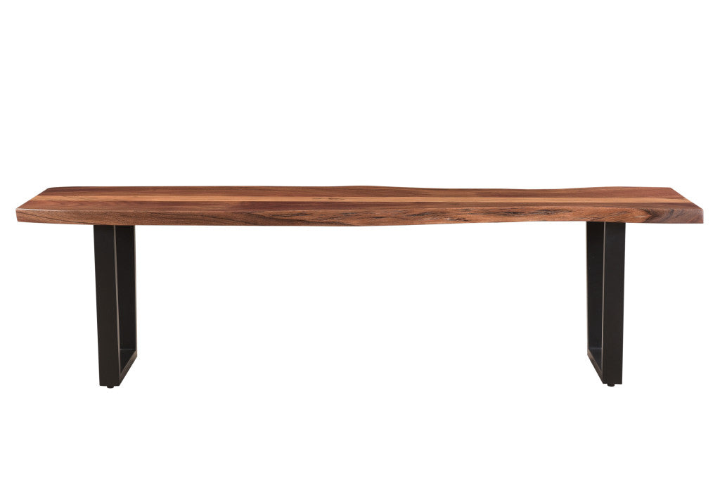 66" Brown And Black Solid Wood Dining bench-Benches-DECOROLALA