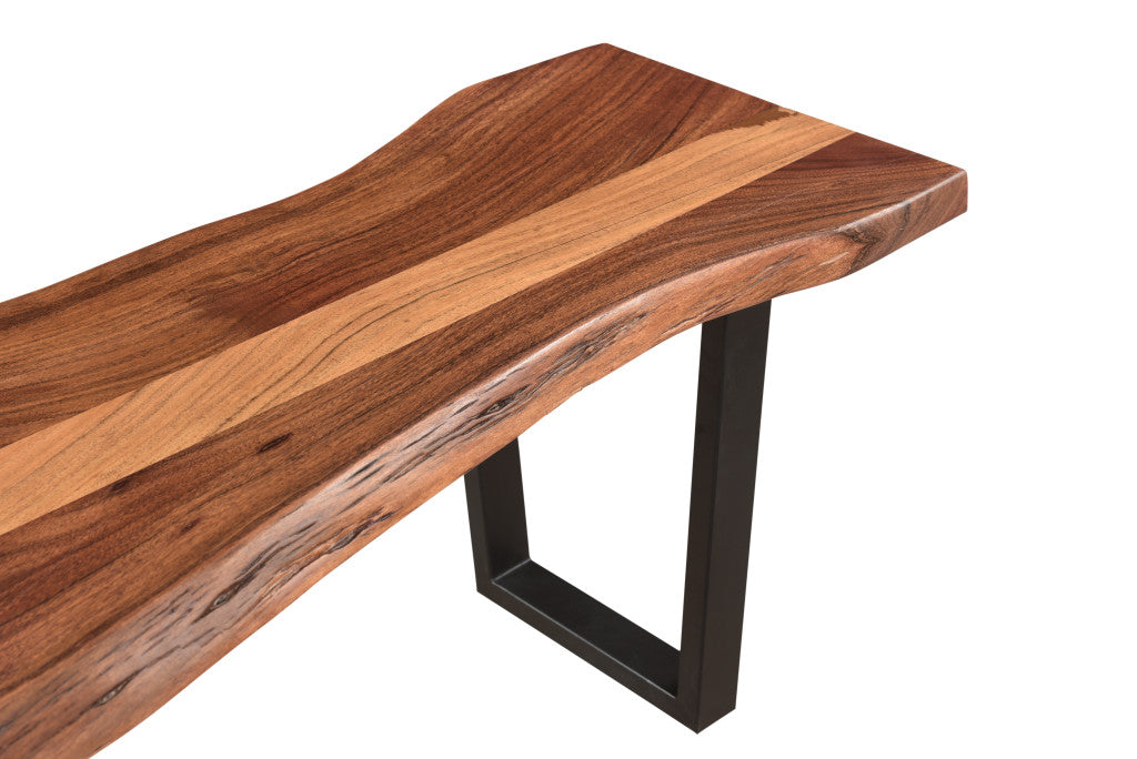 66" Brown And Black Solid Wood Dining bench-Benches-DECOROLALA