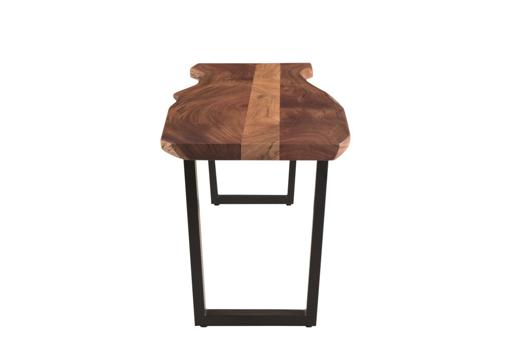66" Brown And Black Solid Wood Dining bench-Benches-DECOROLALA