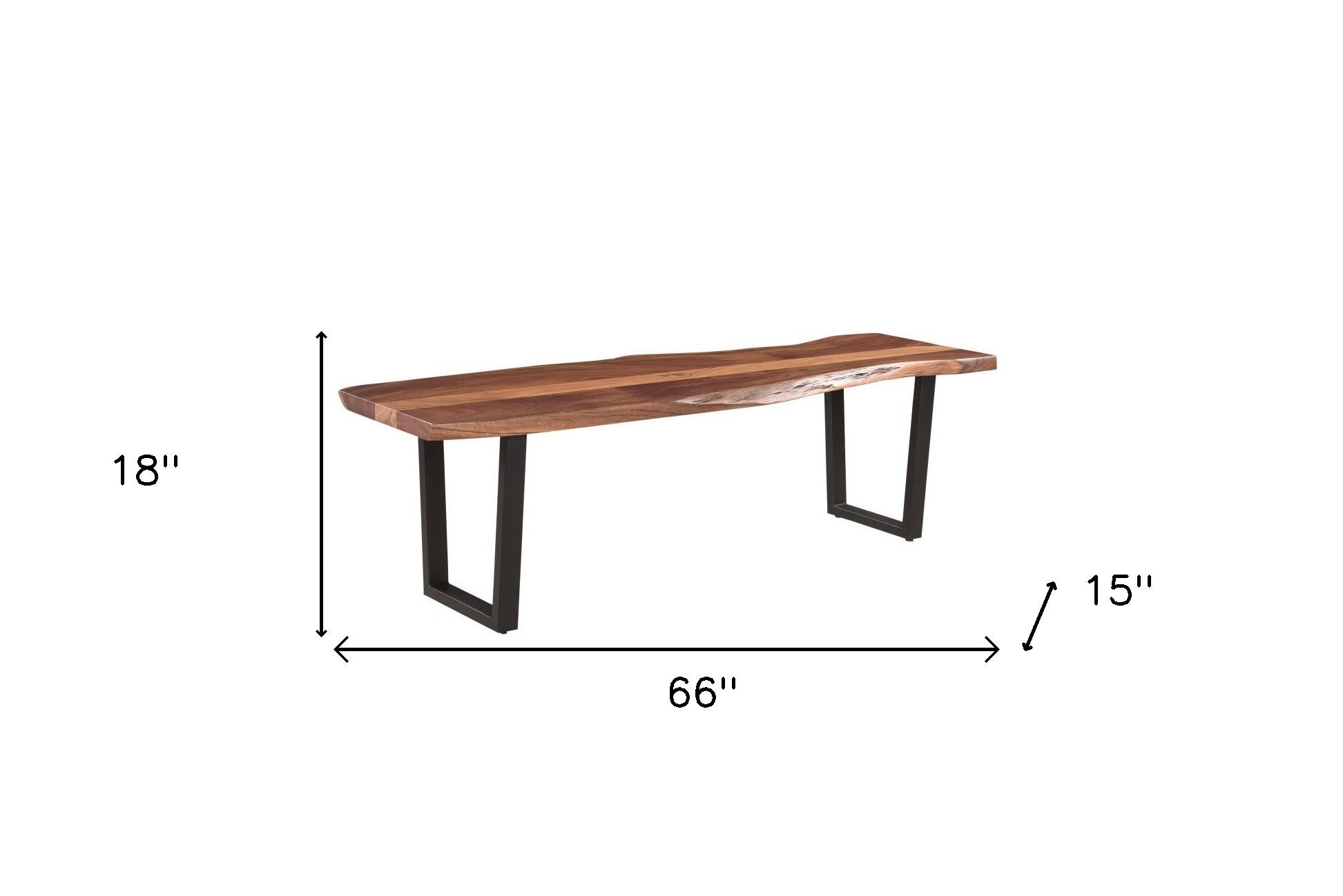 66" Brown And Black Solid Wood Dining bench-Benches-DECOROLALA