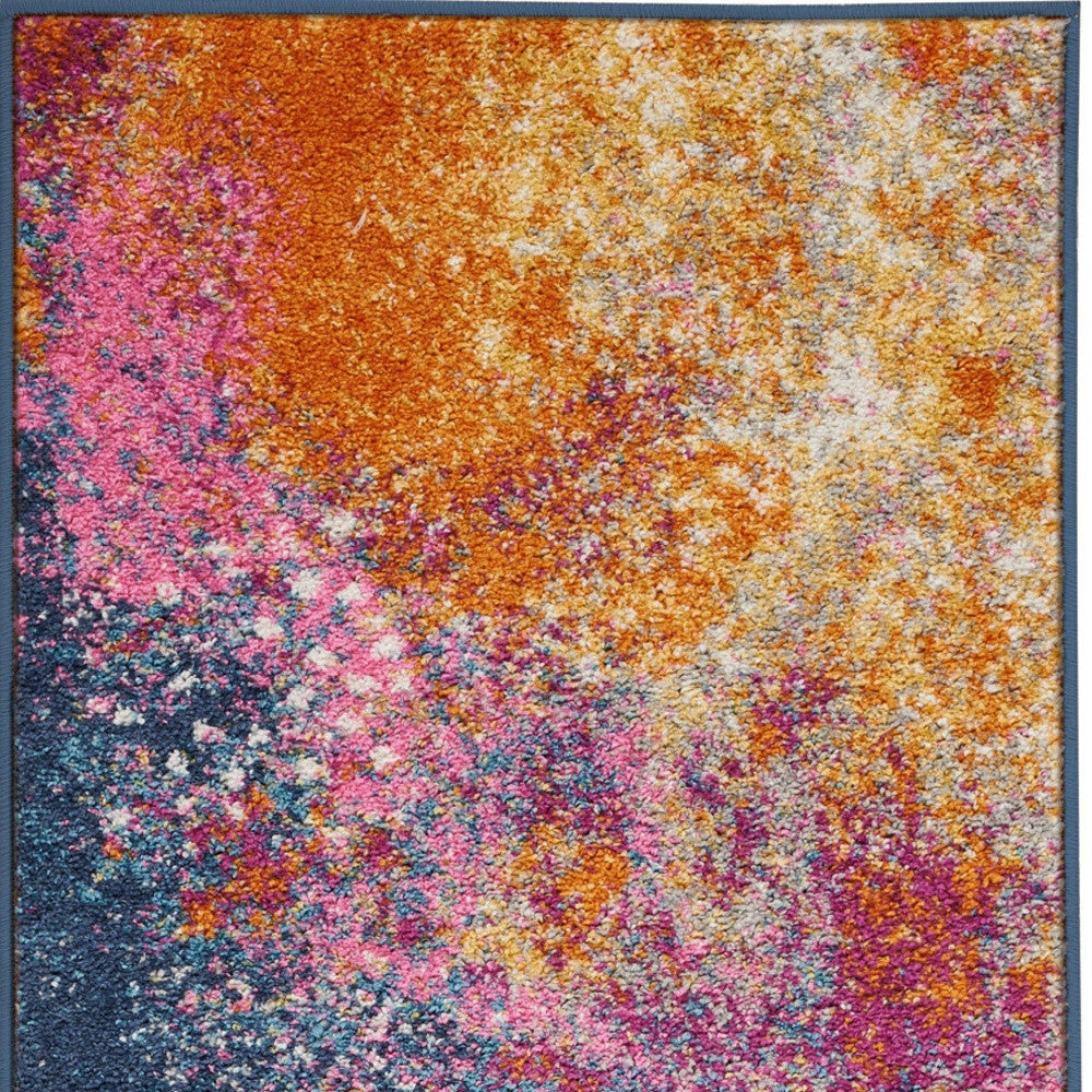 14' Blue Abstract Runner Rug-4