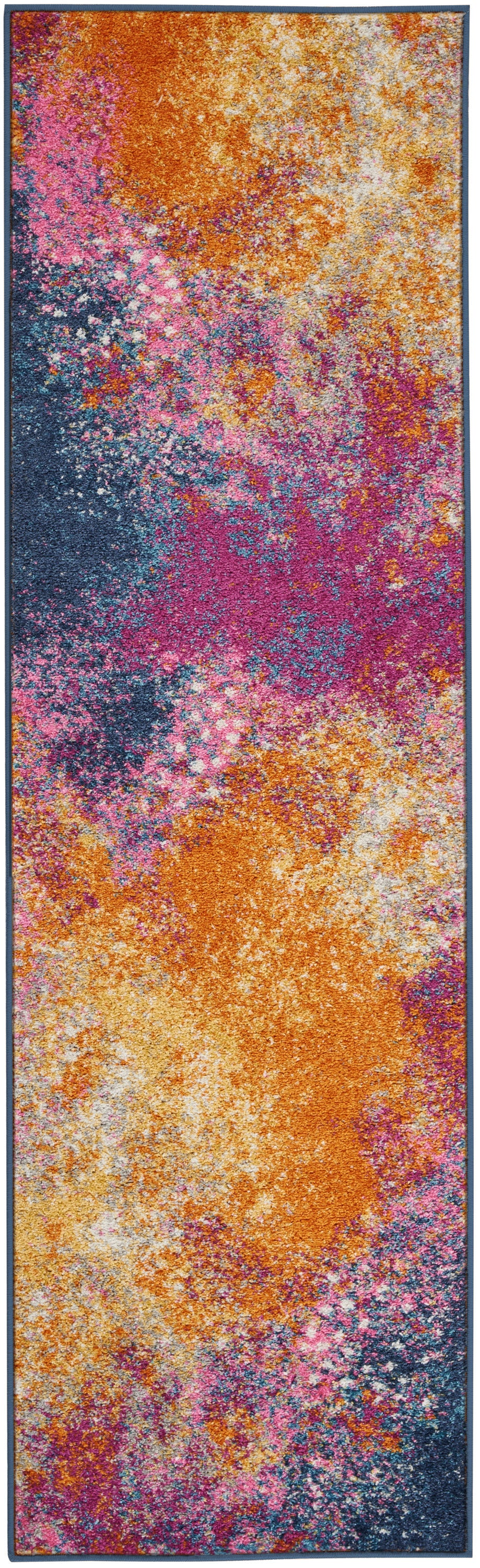 14' Blue Abstract Runner Rug-8