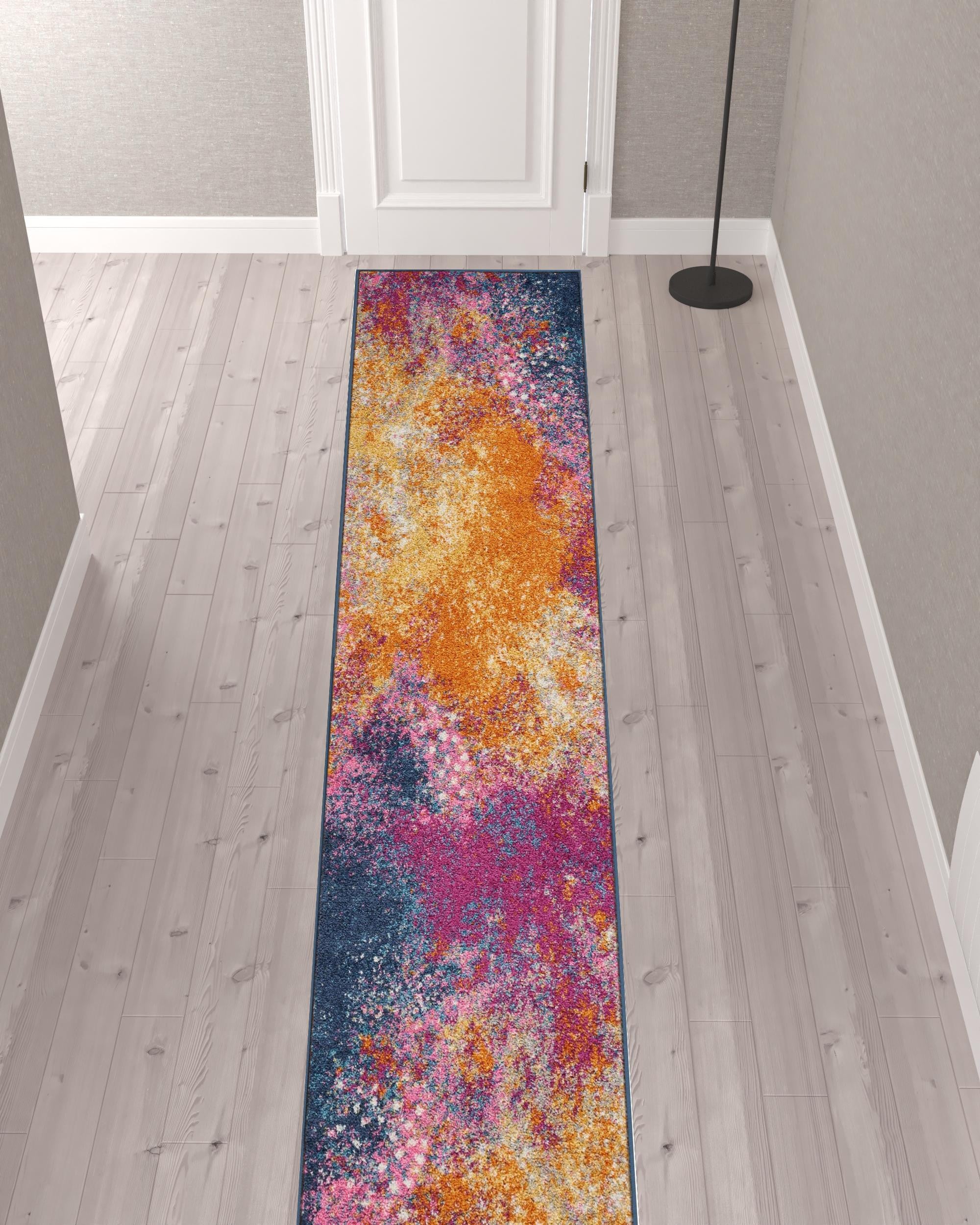 14' Blue Abstract Runner Rug-1