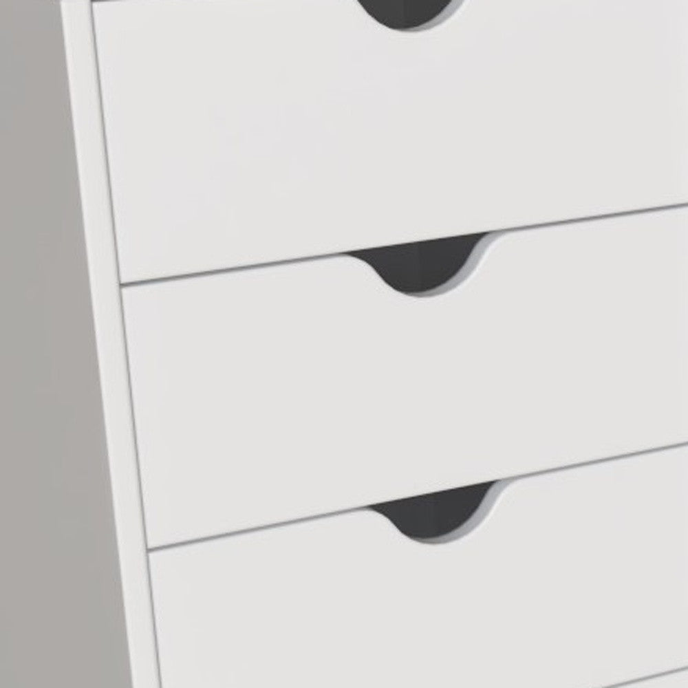 16" White Solid Wood Five Drawer Lingerie Chest-Dressers-DECOROLALA