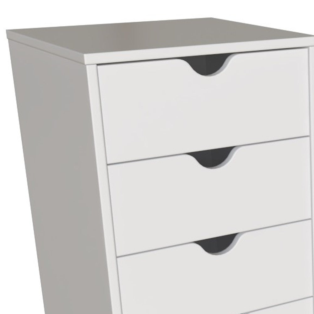 16" White Solid Wood Five Drawer Lingerie Chest-Dressers-DECOROLALA