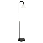62" Black Arched Floor Lamp With White Frosted Glass Cone Shade-Floor Lamps-DECOROLALA