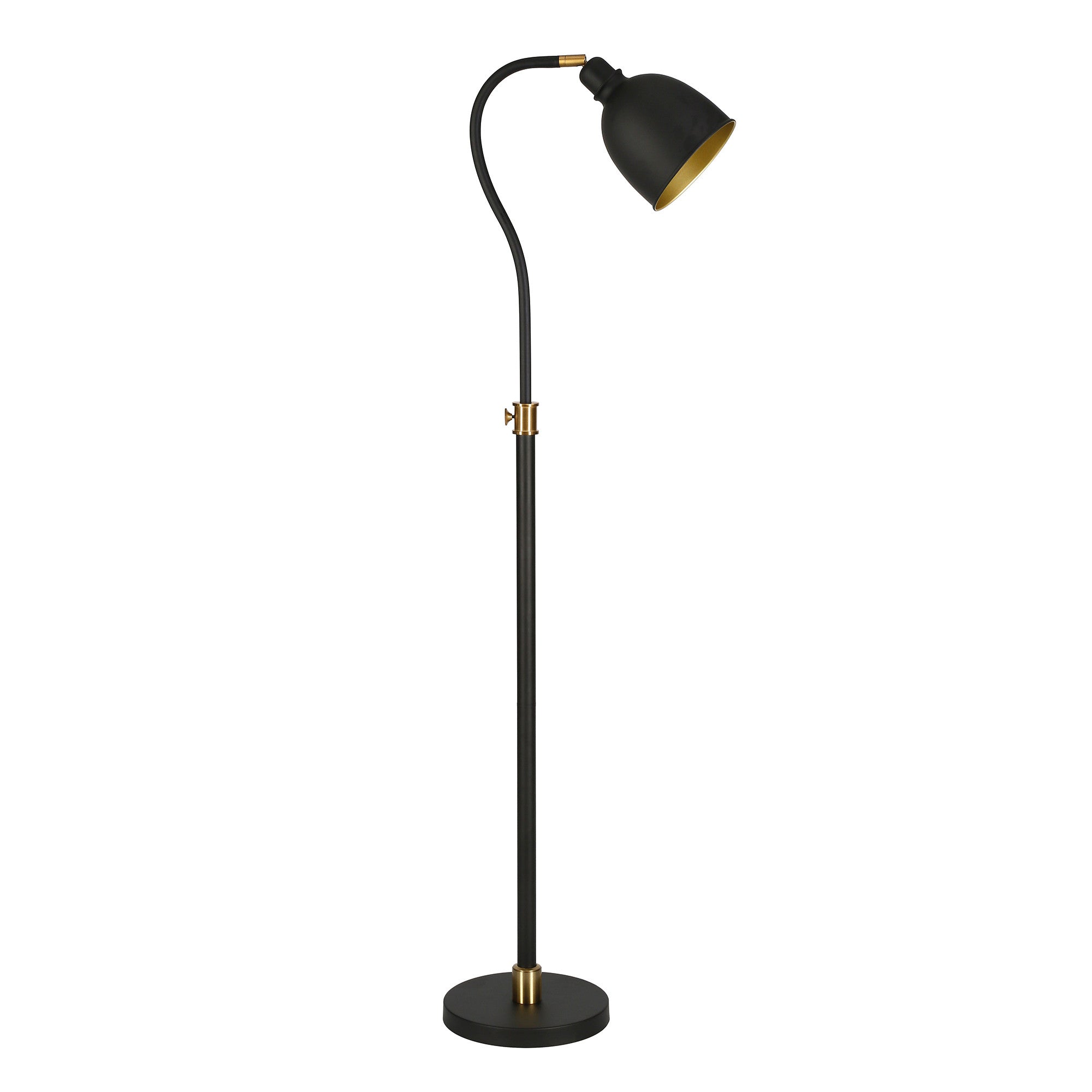 68" Black Adjustable Reading Floor Lamp With Black Dome Shade-Floor Lamps-DECOROLALA