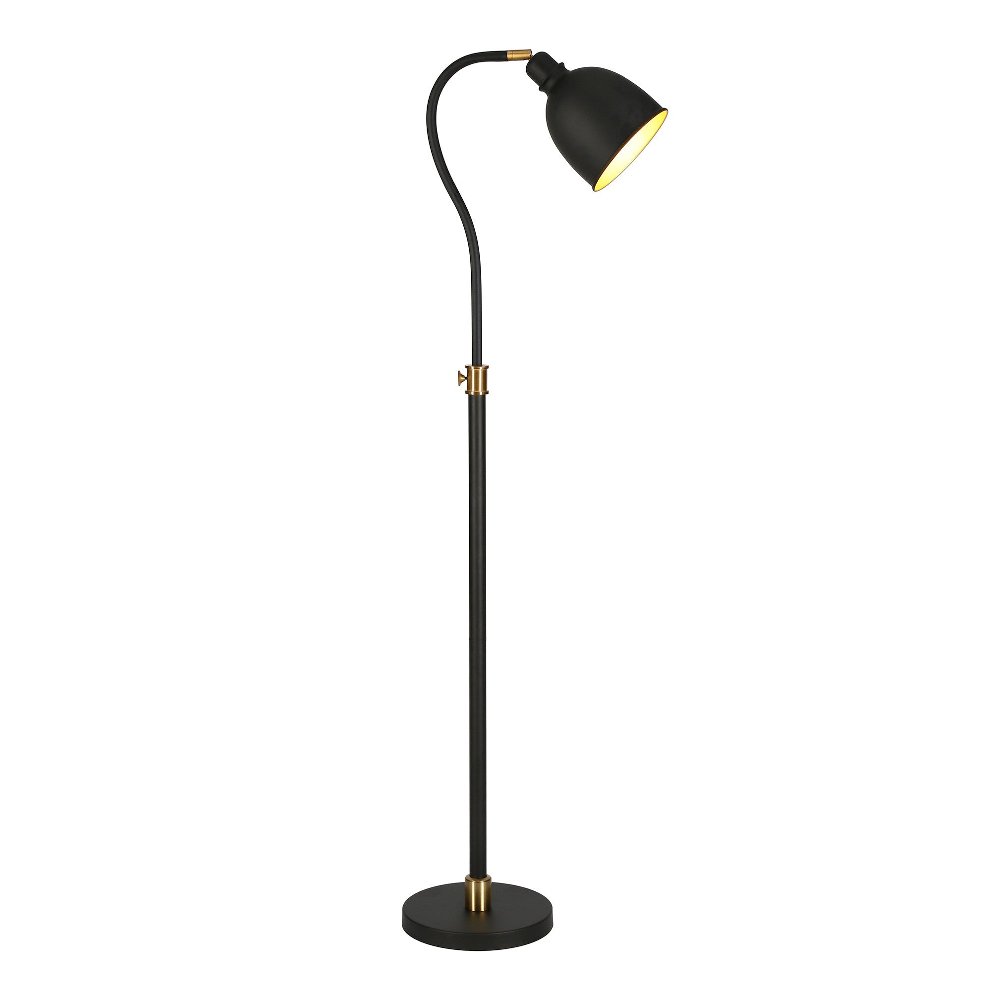 68" Black Adjustable Reading Floor Lamp With Black Dome Shade-Floor Lamps-DECOROLALA