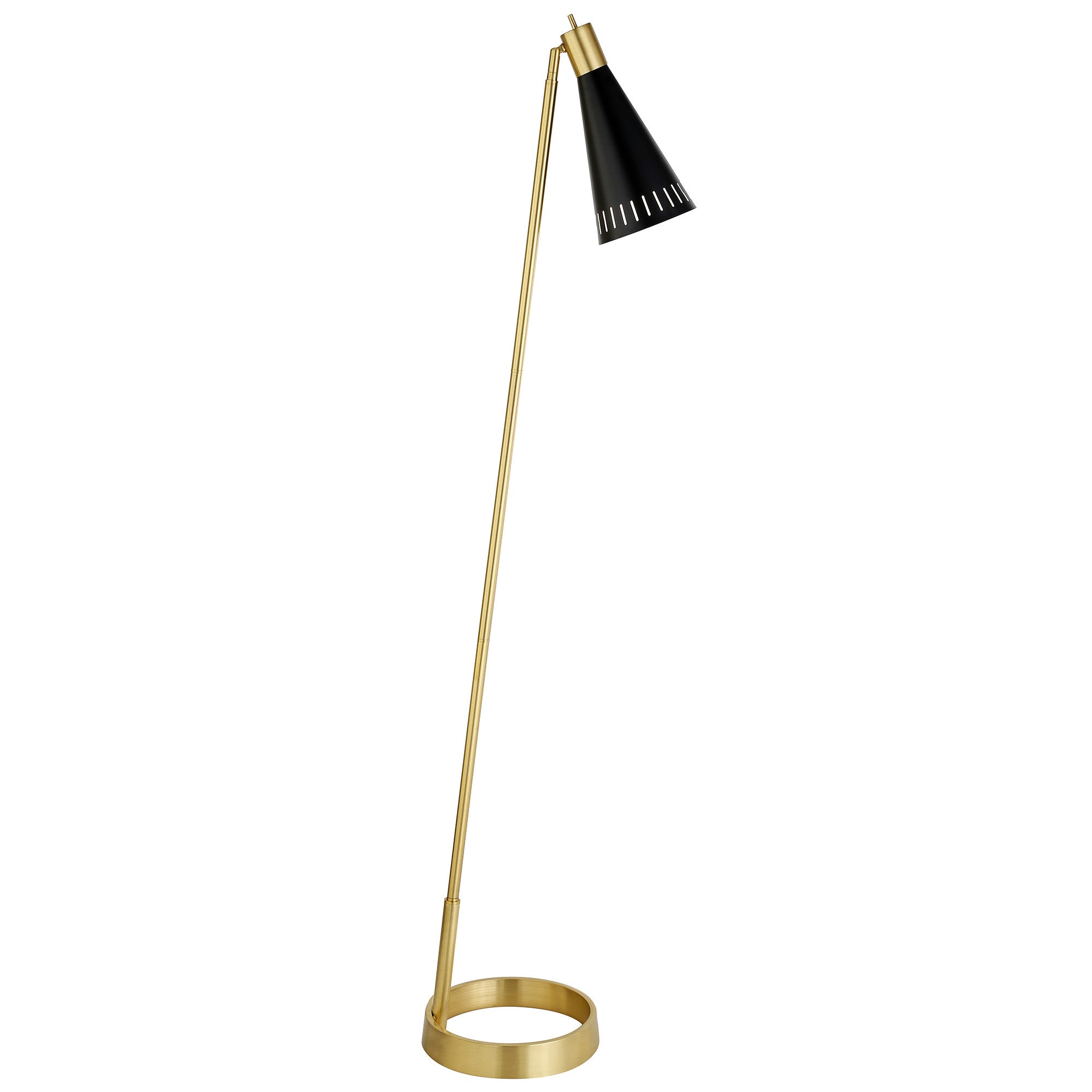 62" Black Reading Floor Lamp With Black Cone Shade-Floor Lamps-DECOROLALA