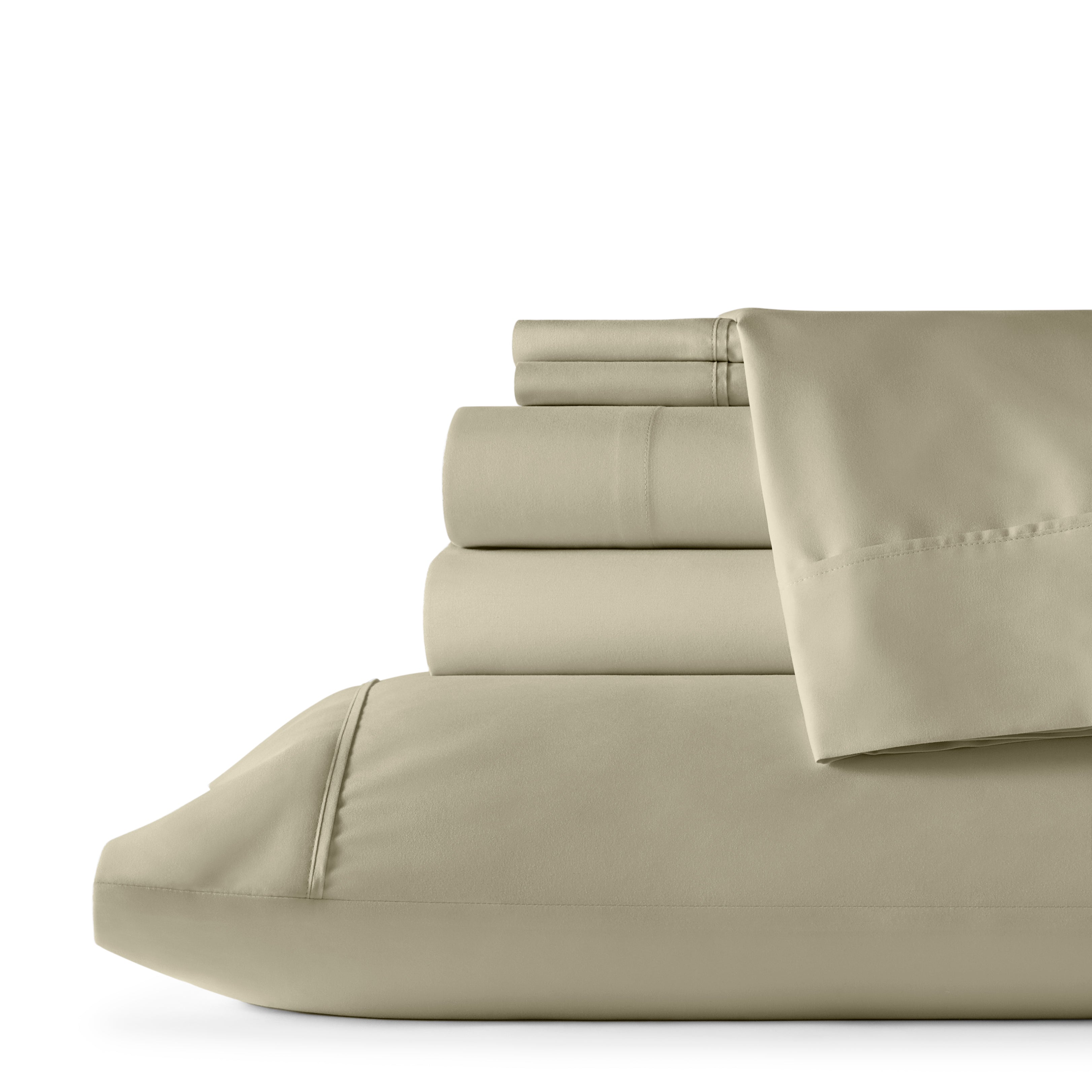 Six Piece Cream Microfiber Queen Sheet Set-Bed Sheets-DECOROLALA