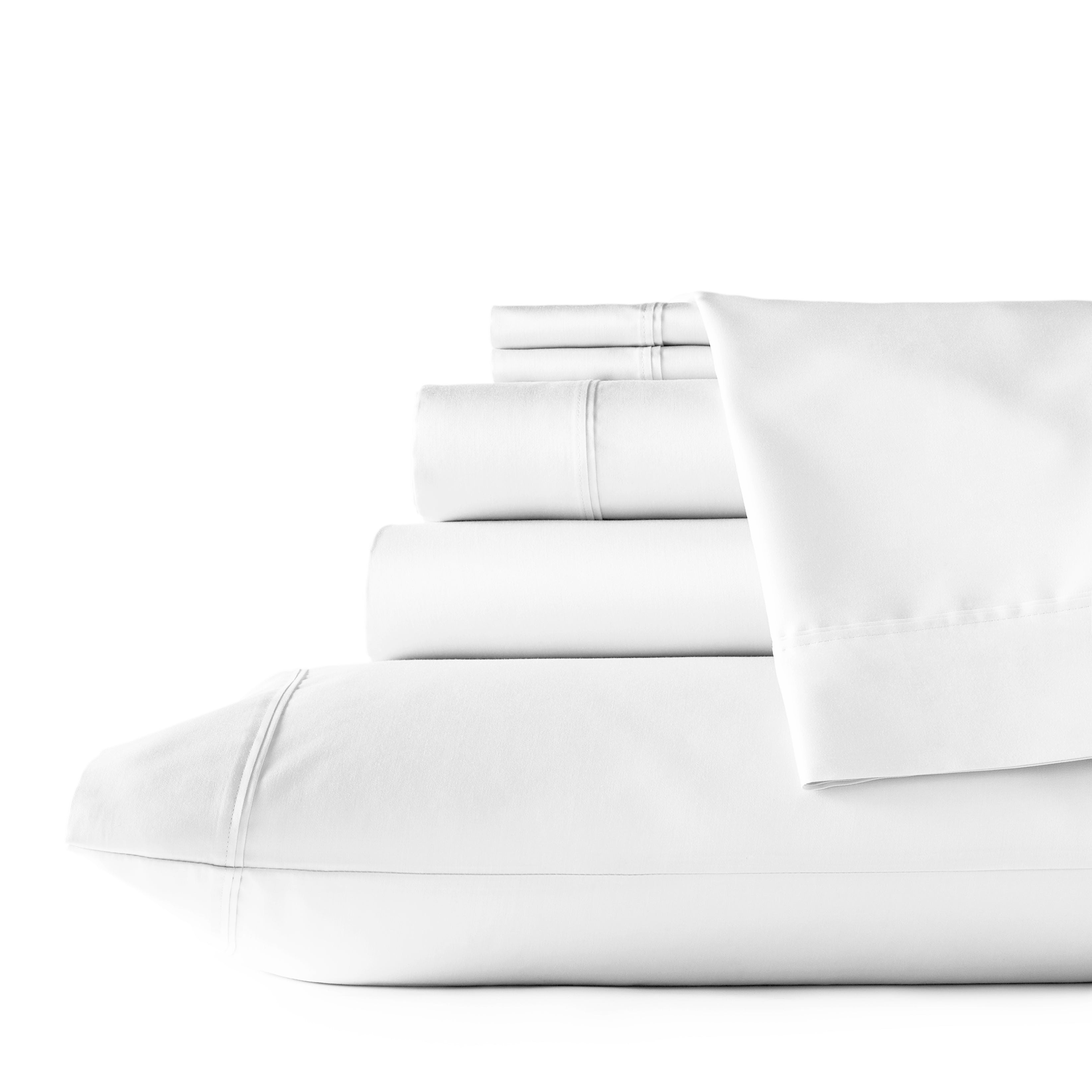 Six Piece White Tencel Lyocell King Sheet Set-Bed Sheets-DECOROLALA