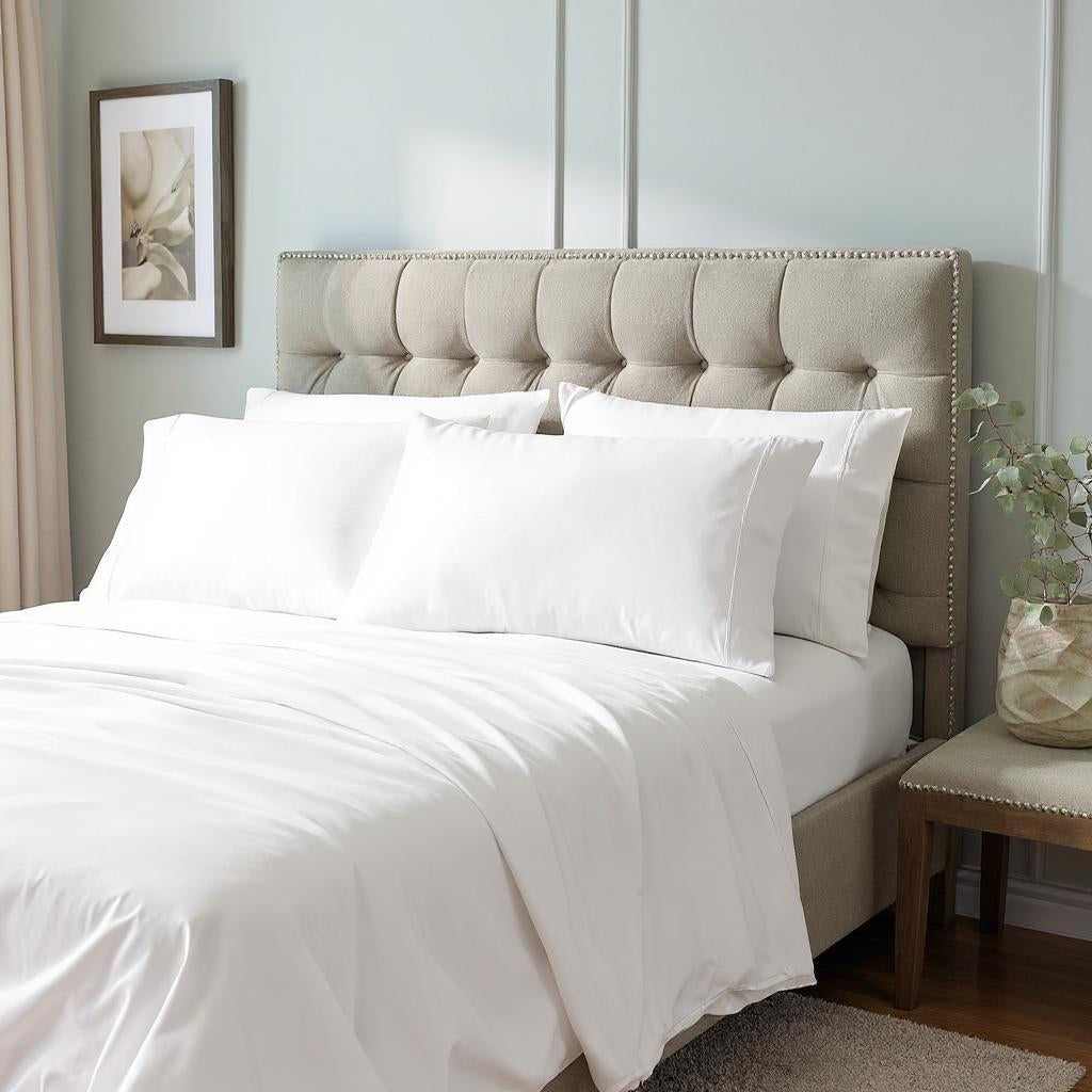 Six Piece White Tencel Lyocell King Sheet Set-Bed Sheets-DECOROLALA