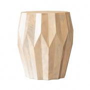 23" Natural Solid Wood Round Drum End Table-End-Side Tables-DECOROLALA