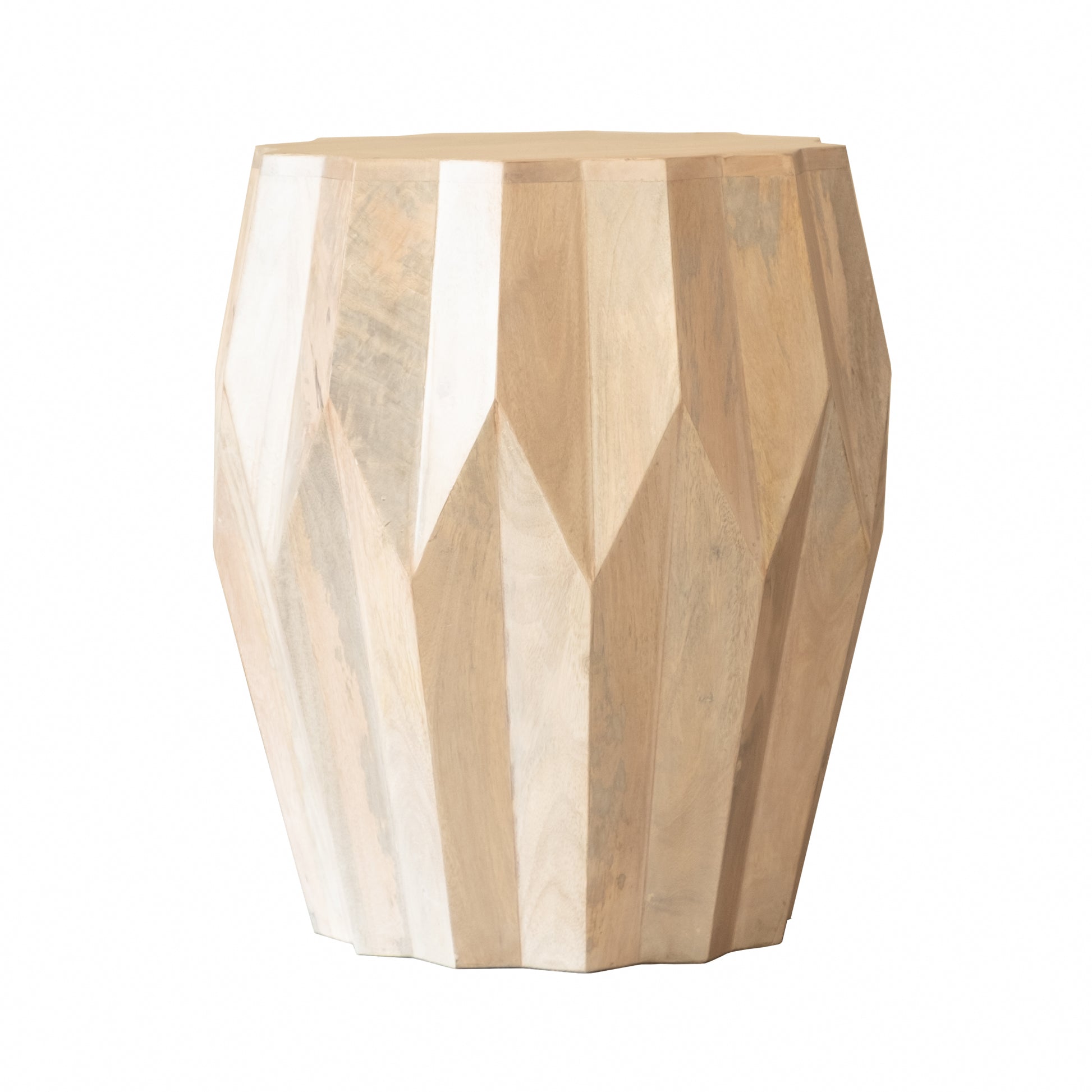 23" Natural Solid Wood Round Drum End Table-End-Side Tables-DECOROLALA
