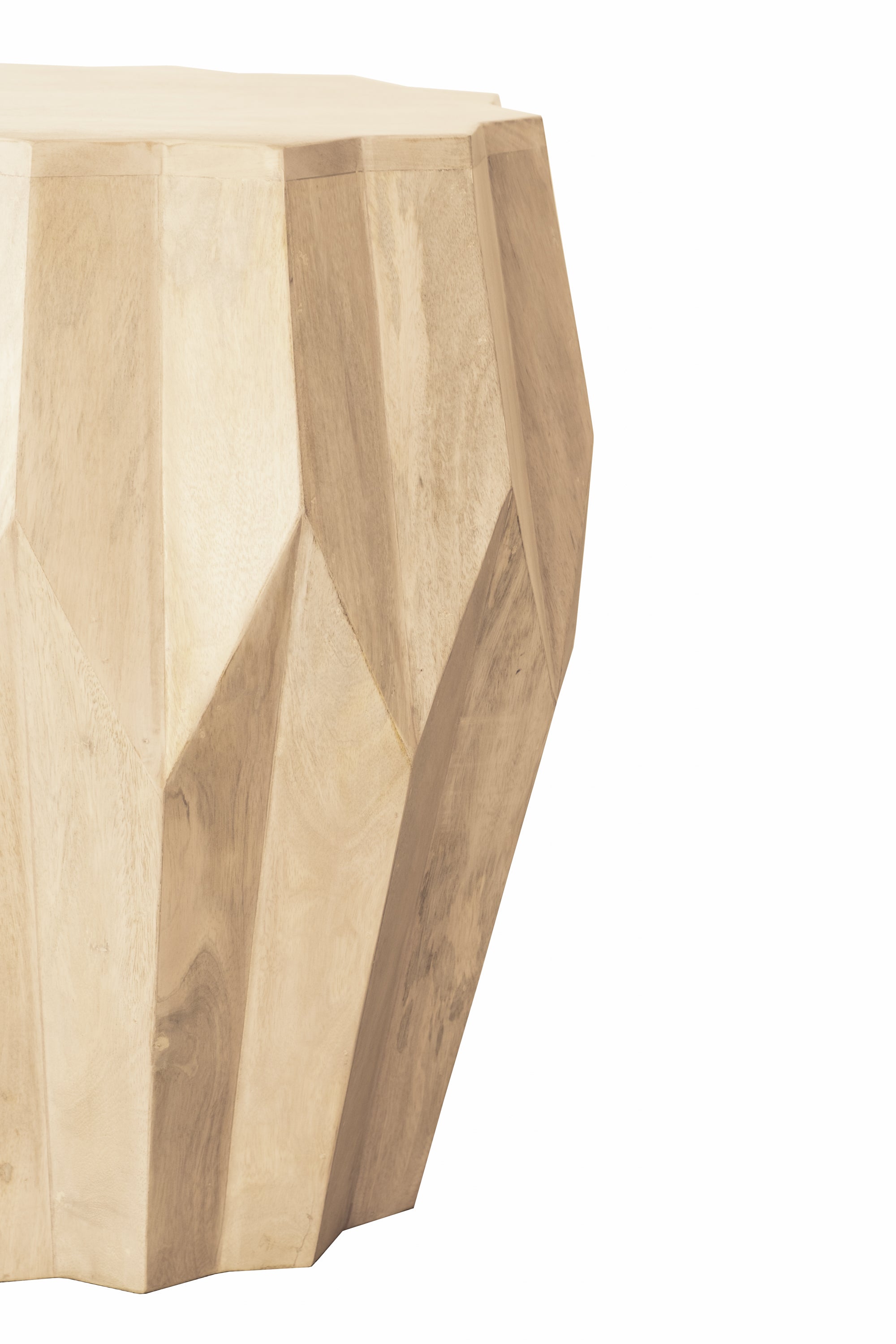 23" Natural Solid Wood Round Drum End Table-End-Side Tables-DECOROLALA