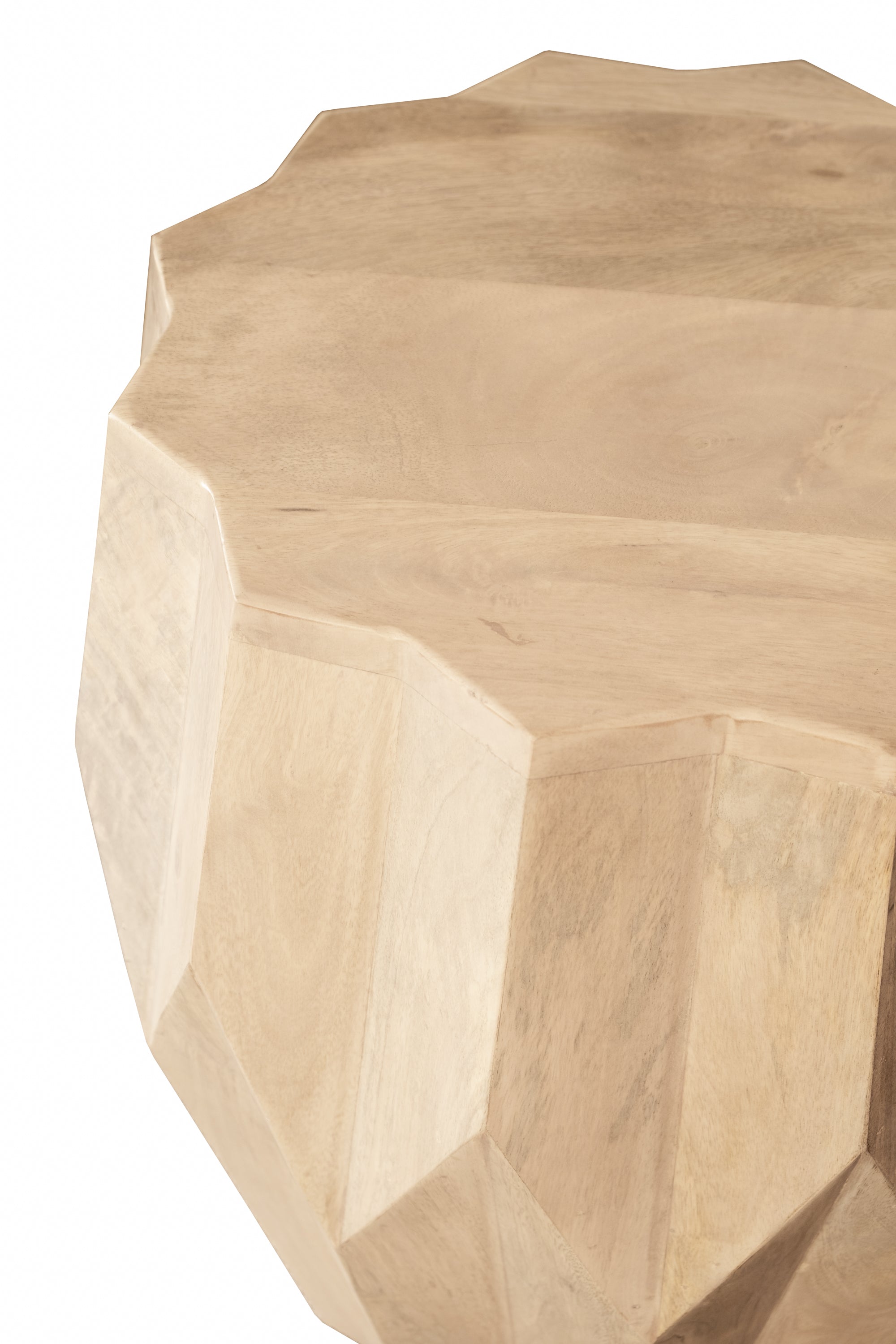 23" Natural Solid Wood Round Drum End Table-End-Side Tables-DECOROLALA