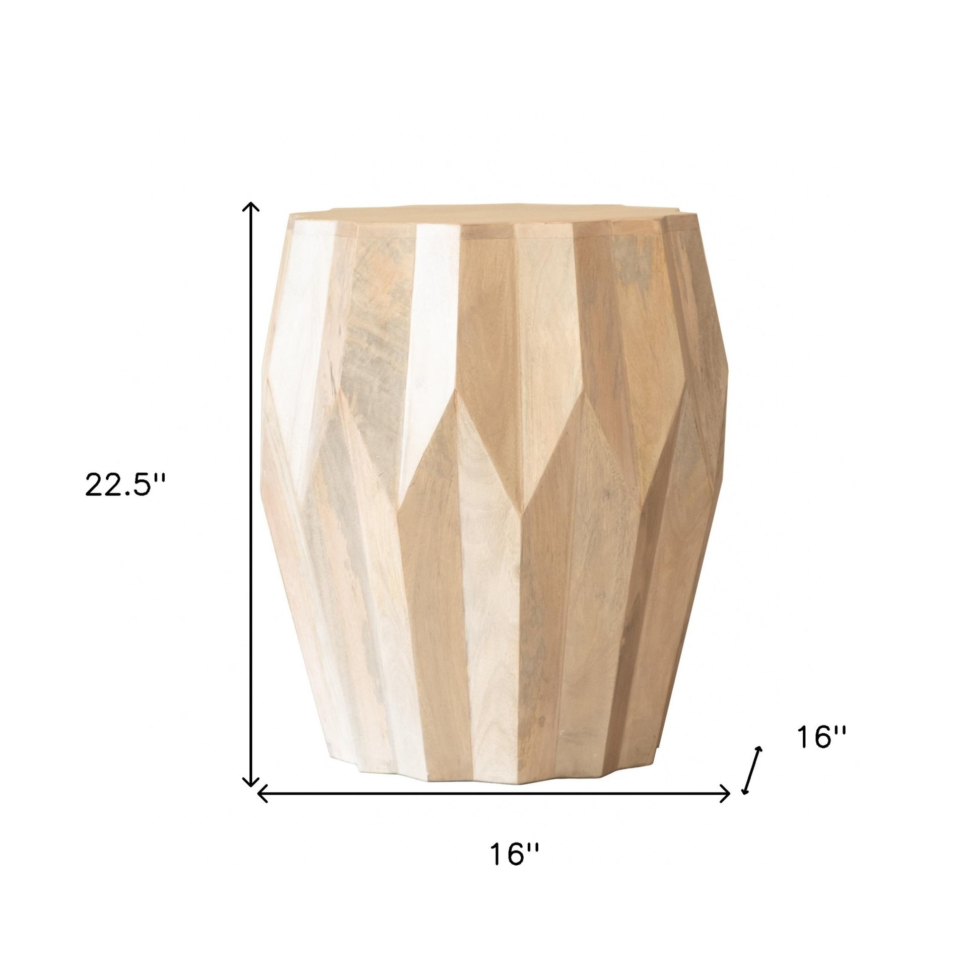 23" Natural Solid Wood Round Drum End Table-End-Side Tables-DECOROLALA