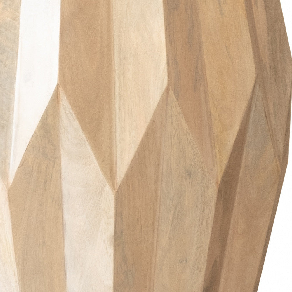 23" Natural Solid Wood Round Drum End Table-End-Side Tables-DECOROLALA