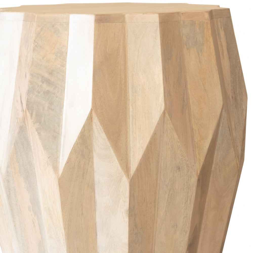 23" Natural Solid Wood Round Drum End Table-End-Side Tables-DECOROLALA