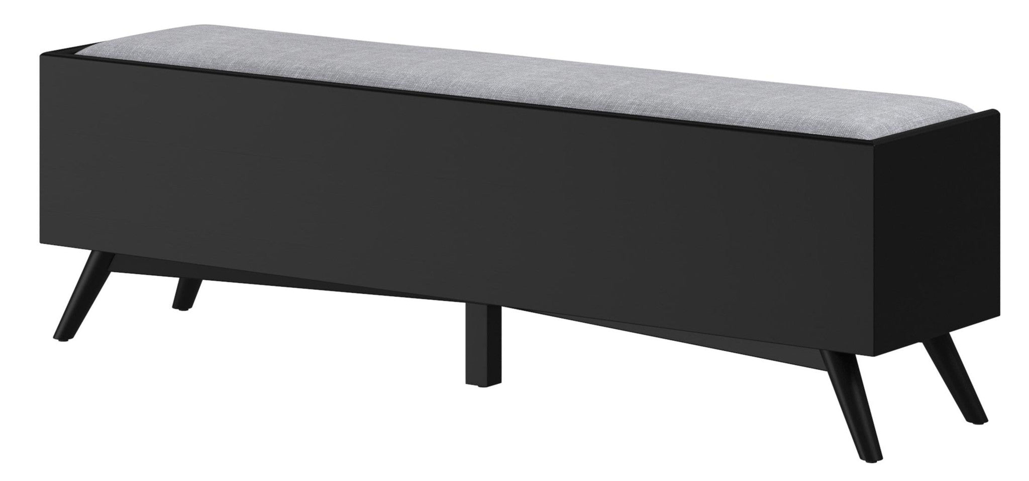 59" Gray and Black Fabric Upholstered Storage Bench with Drawers-Benches-DECOROLALA