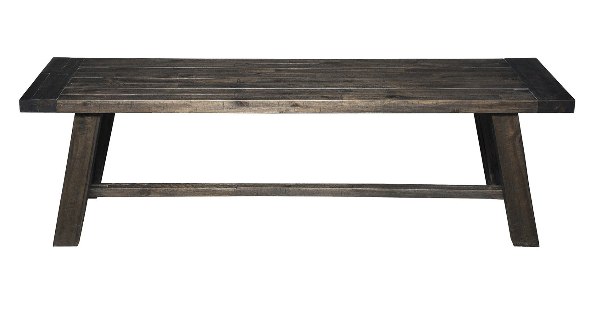 60" Gray And Dark Brown Distressed Wood Dining Bench-Benches-DECOROLALA