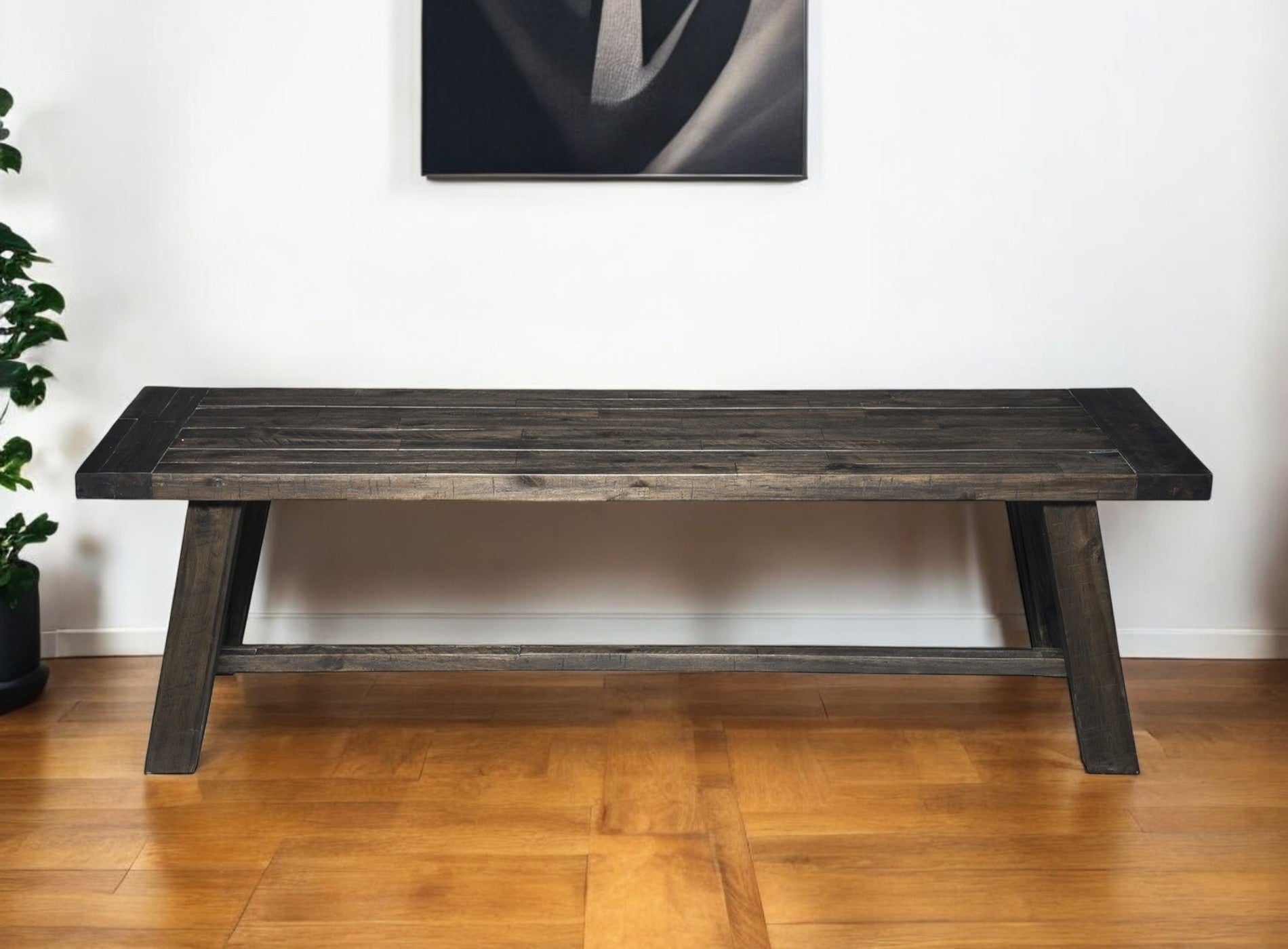 60" Gray And Dark Brown Distressed Wood Dining Bench-Benches-DECOROLALA