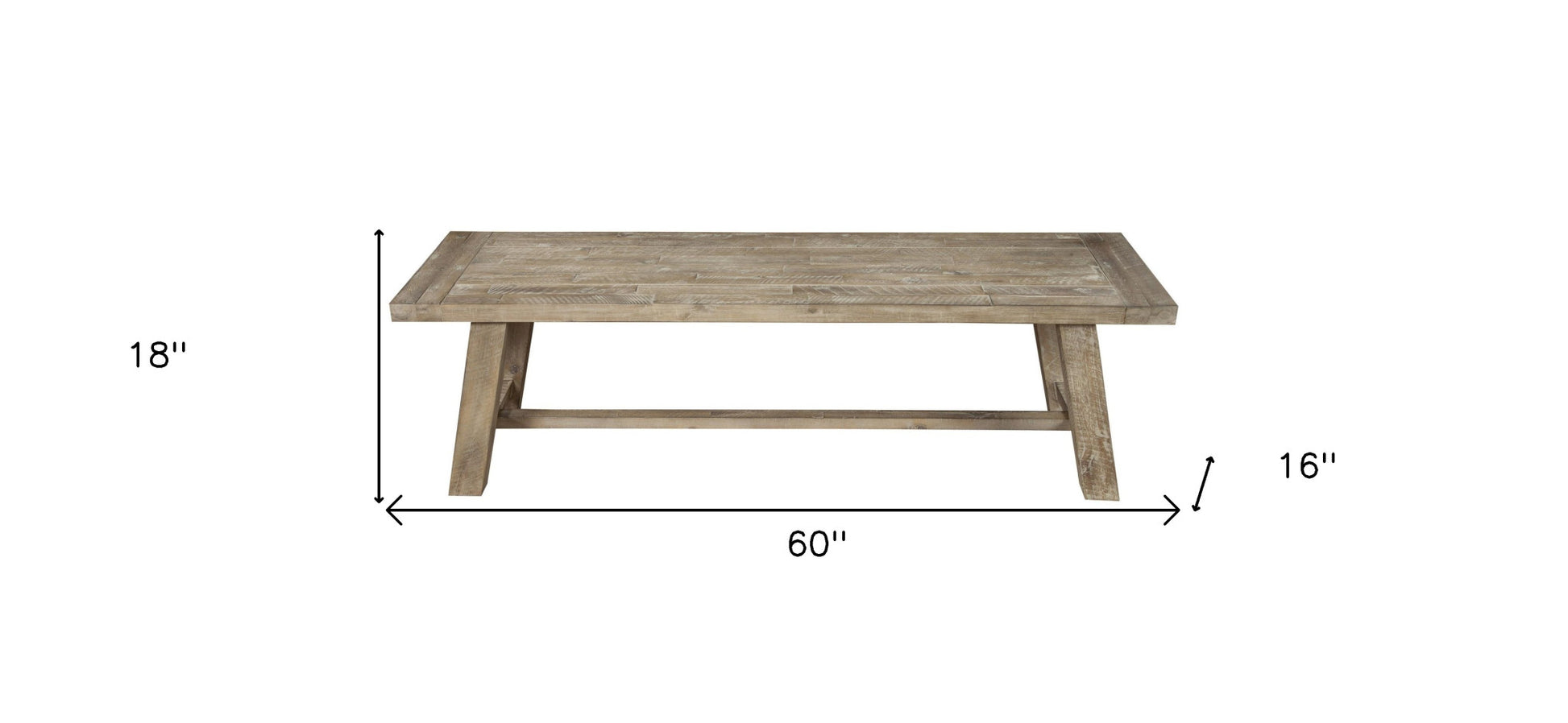 60" Natural Distressed Solid Wood Dining Bench-Benches-DECOROLALA