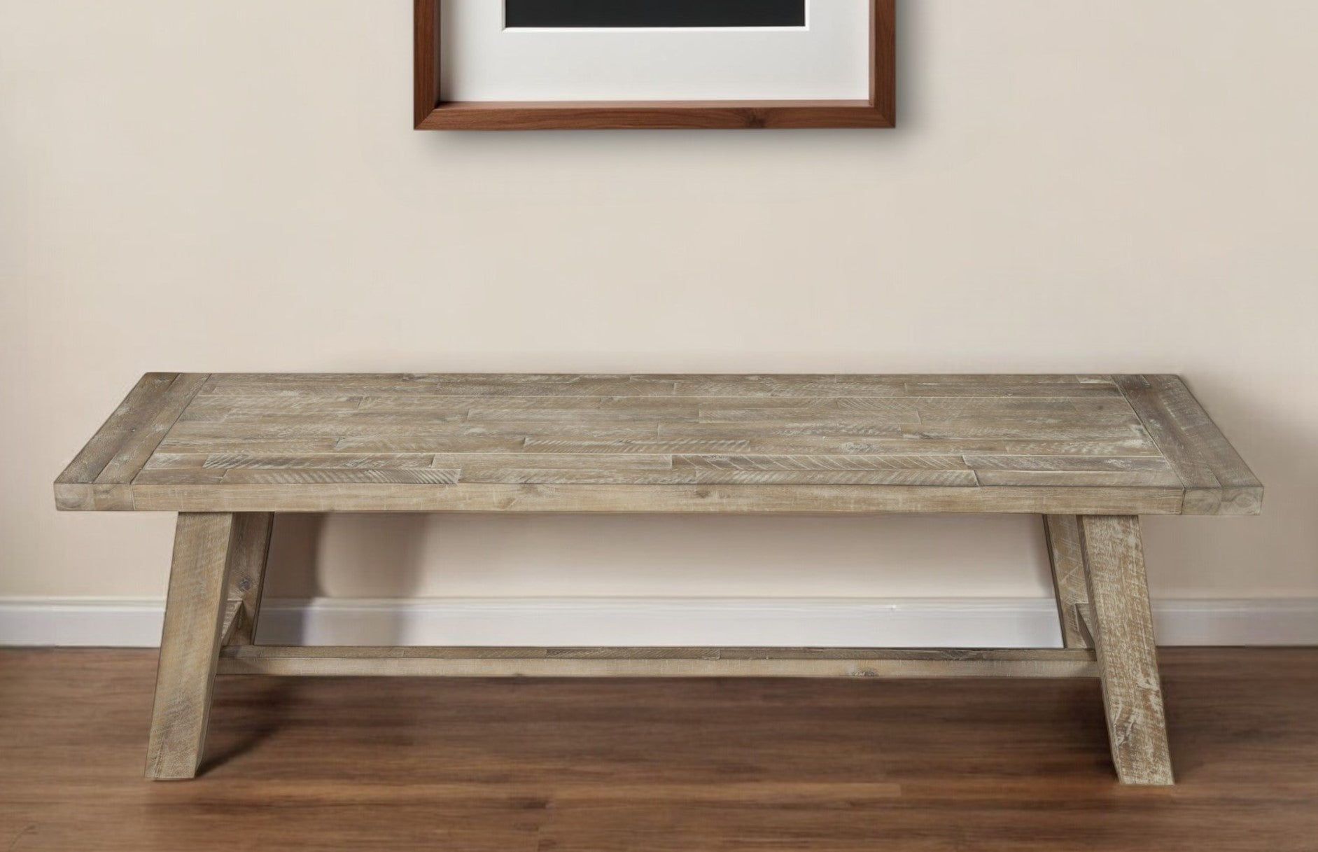 60" Natural Distressed Solid Wood Dining Bench-Benches-DECOROLALA