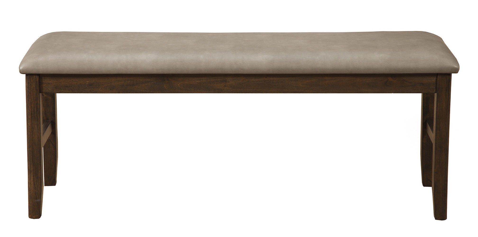 49" Tan and Dark Brown Faux Leather Distressed Upholstery Dining Bench-Benches-DECOROLALA