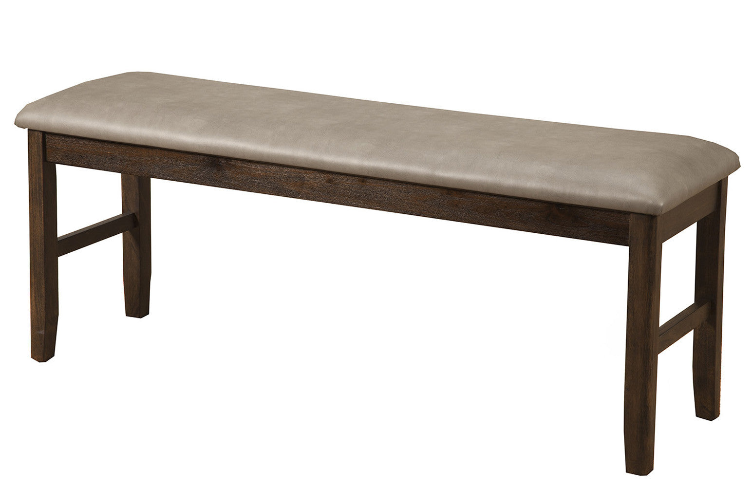 49" Tan and Dark Brown Faux Leather Distressed Upholstery Dining Bench-Benches-DECOROLALA