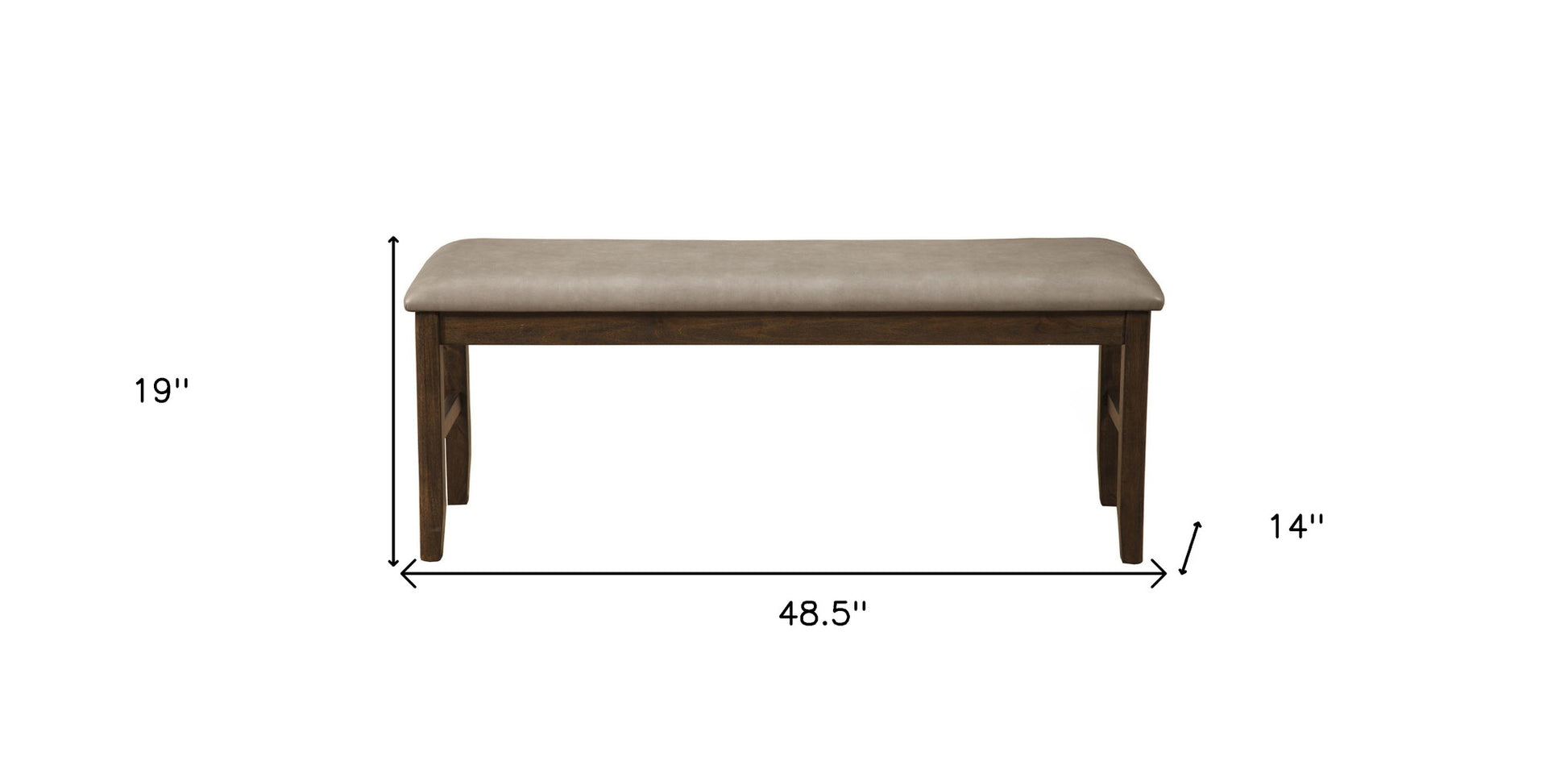 49" Tan and Dark Brown Faux Leather Distressed Upholstery Dining Bench-Benches-DECOROLALA