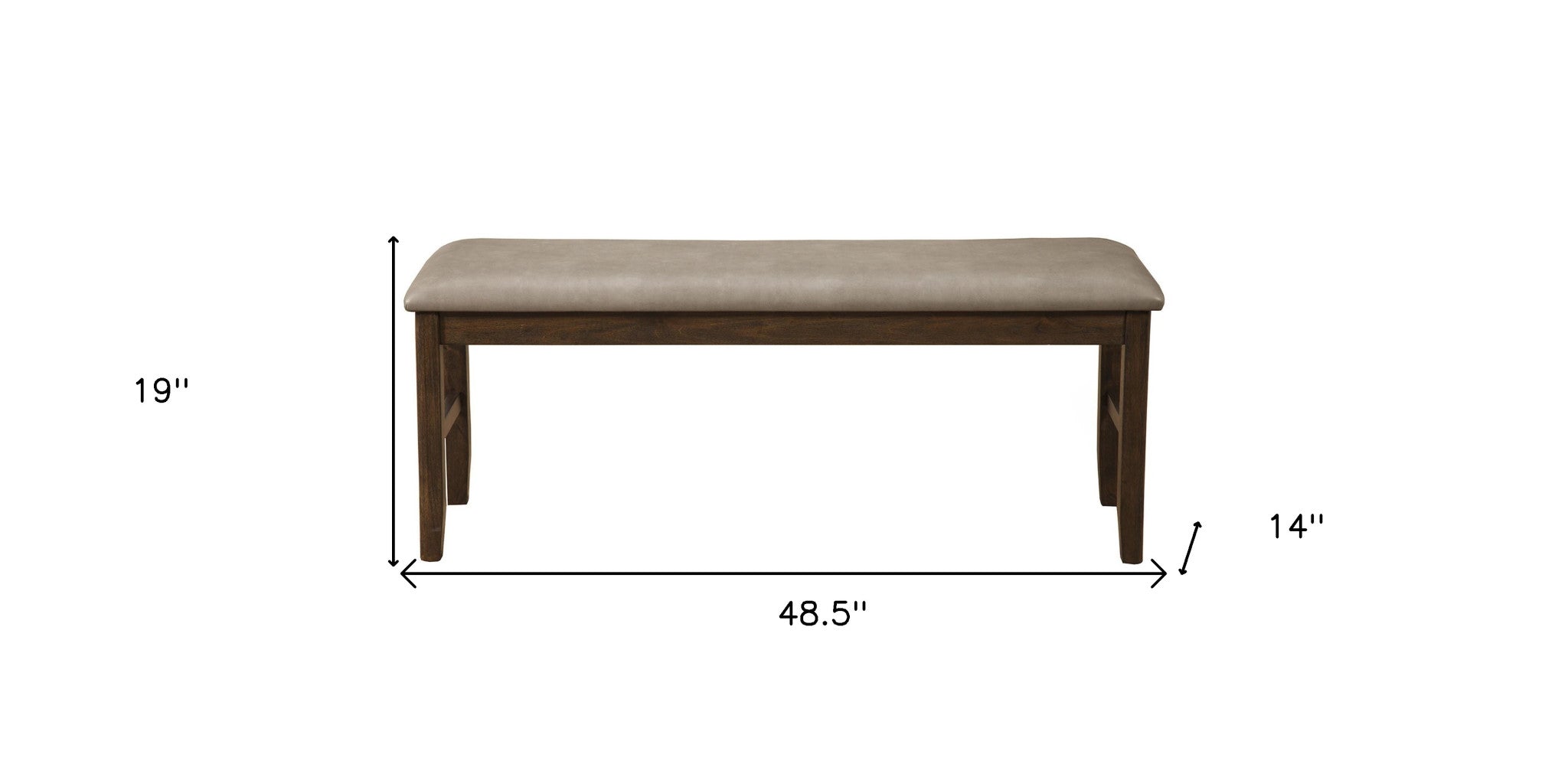 49" Tan and Dark Brown Faux Leather Distressed Upholstery Dining Bench-Benches-DECOROLALA