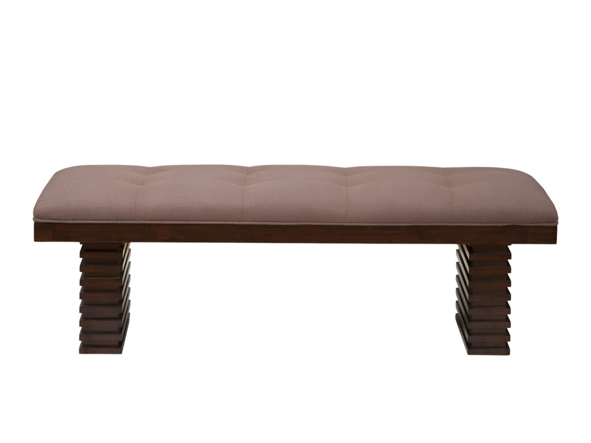 59" Latte and Espresso Linen Blend Upholstered Dining Bench-Benches-DECOROLALA