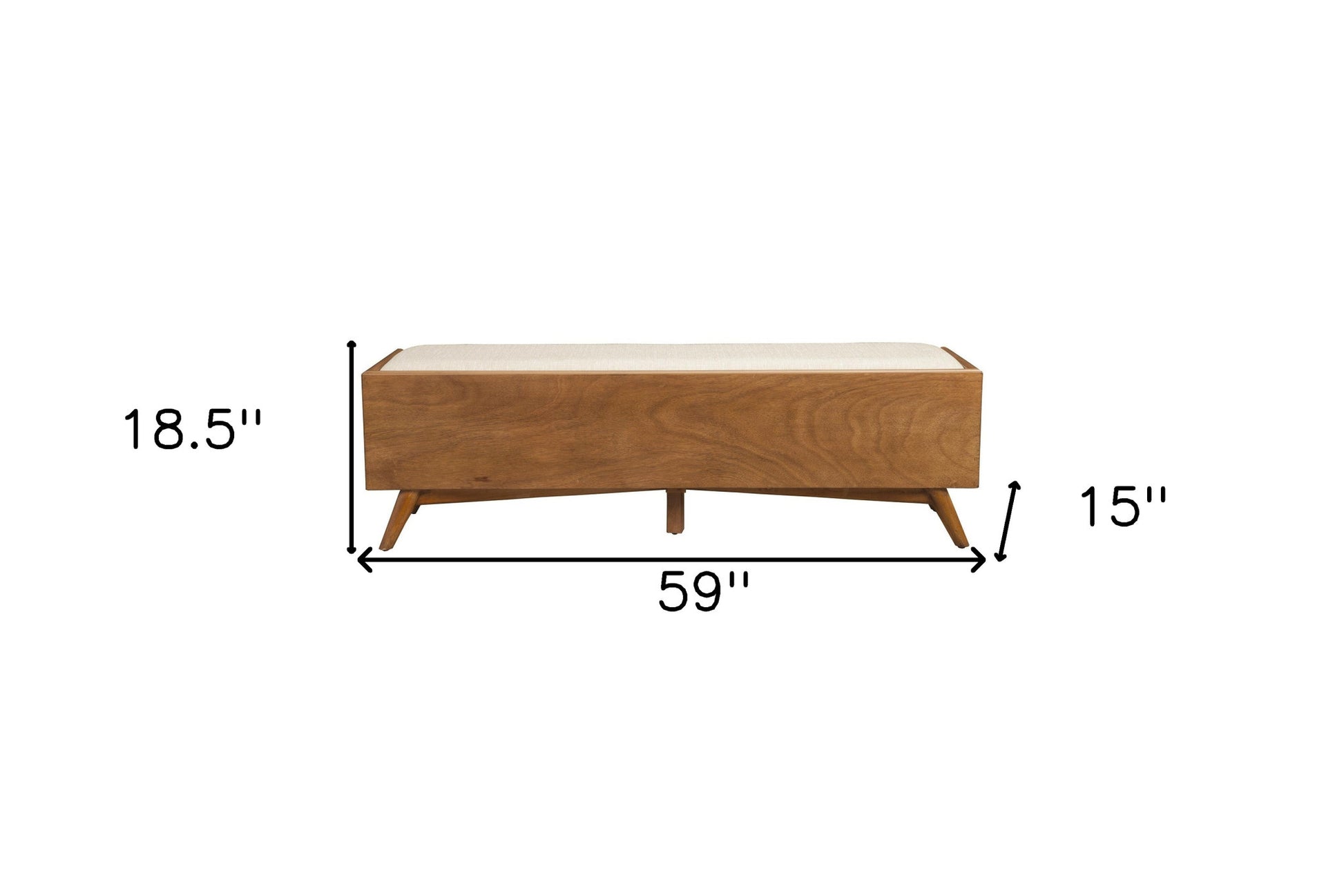 59" Beige and Brown Upholstered Polyester Blend Bench with Drawers-Benches-DECOROLALA