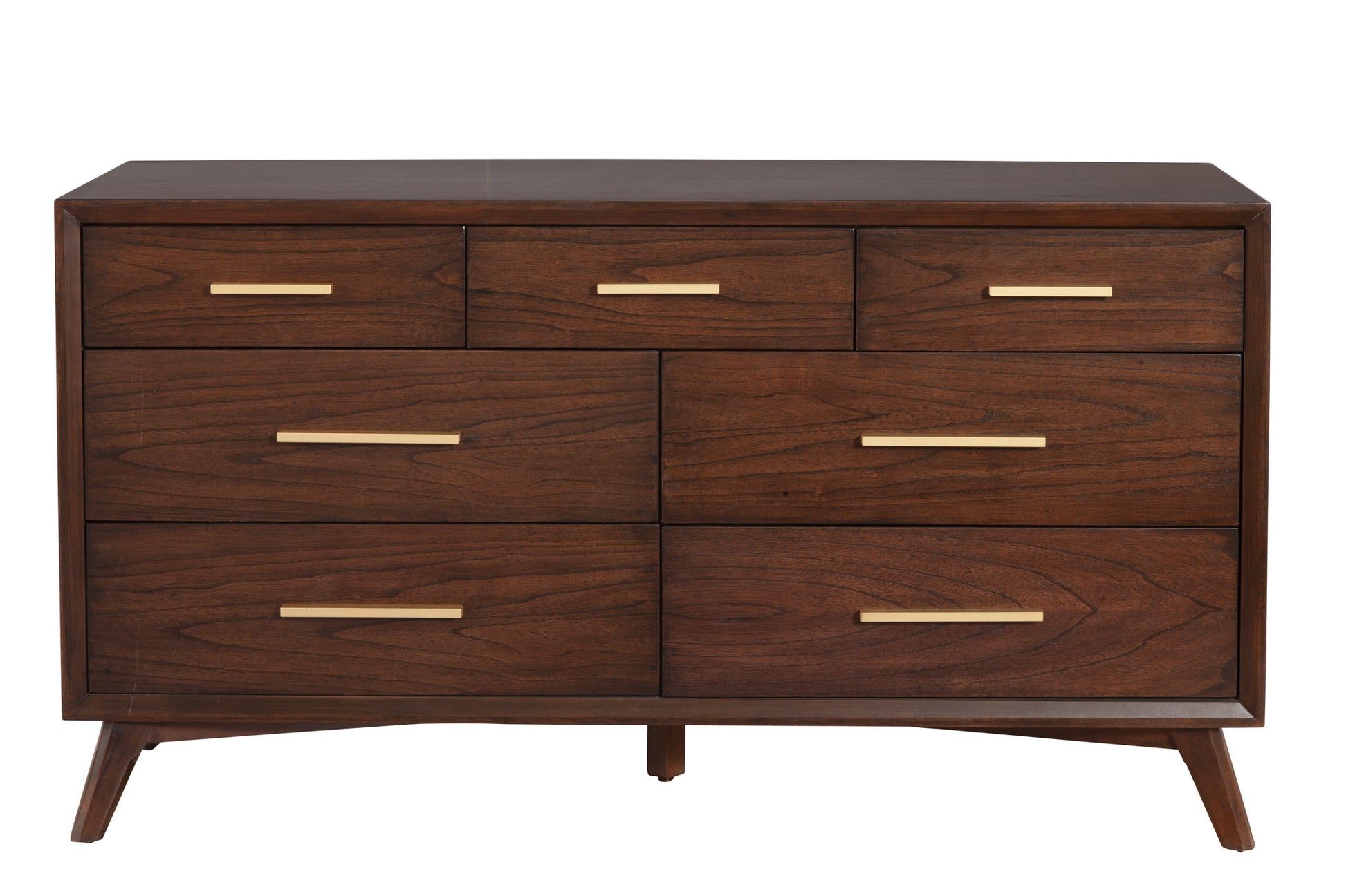 60" Walnut Solid Wood Seven Drawer Double Dresser-0
