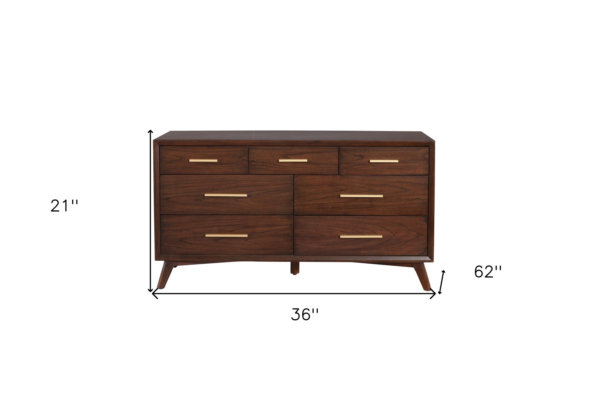 60" Walnut Solid Wood Seven Drawer Double Dresser-6