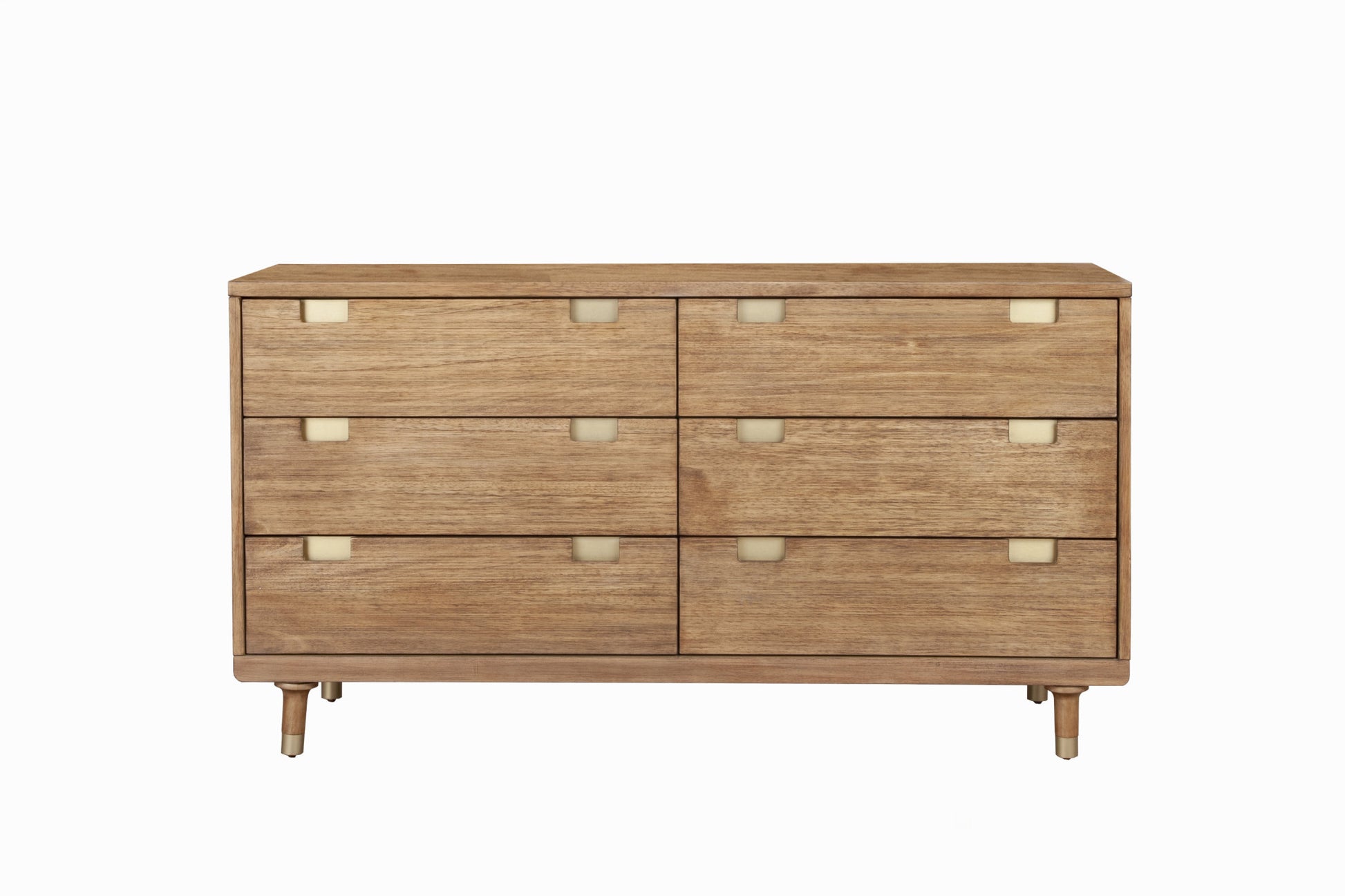 60" Sandy Brown Solid Wood Six Drawer Double Dresser-Dressers-DECOROLALA