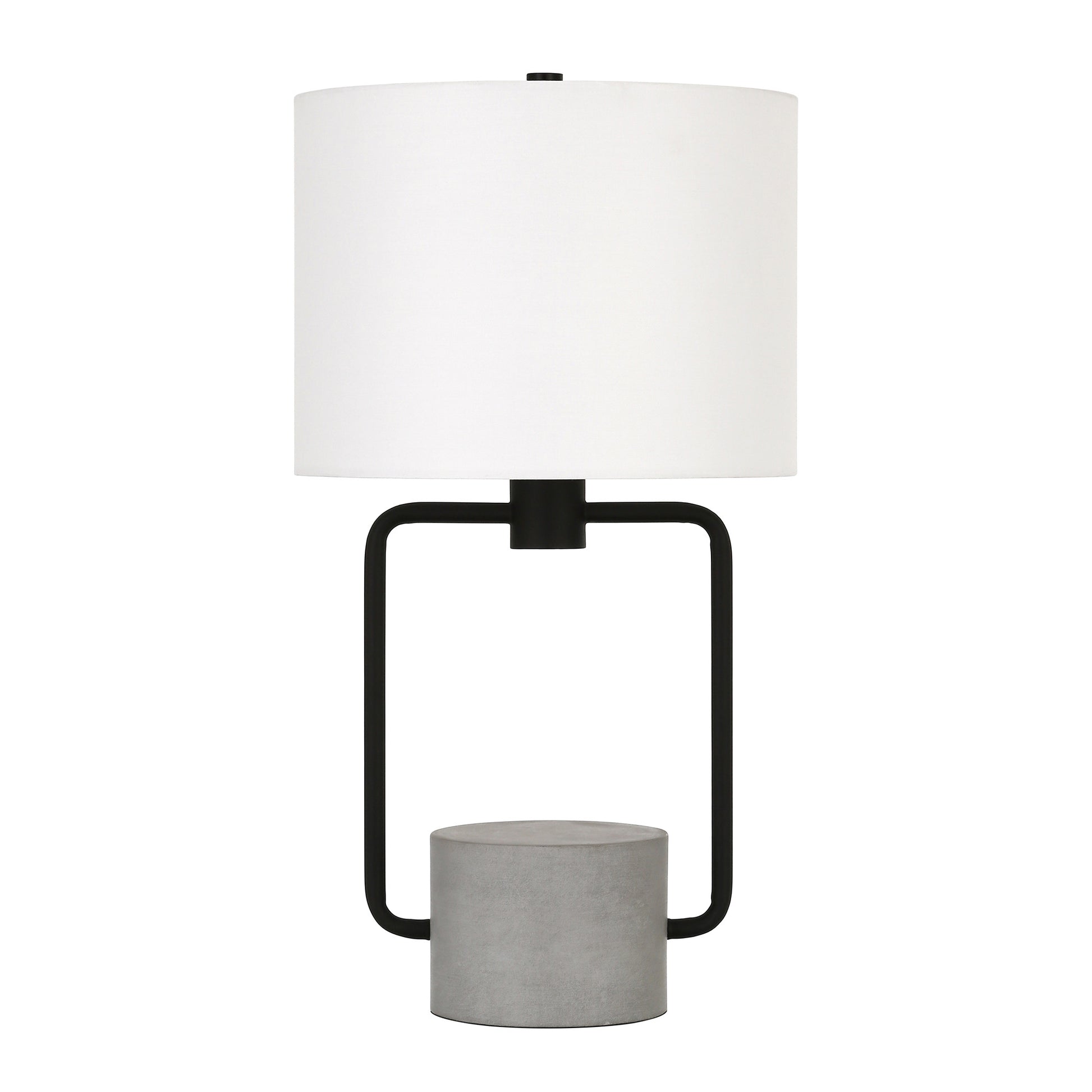 22" Black and Gray Concrete Table Lamp With White Drum Shade-Table Lamps-DECOROLALA