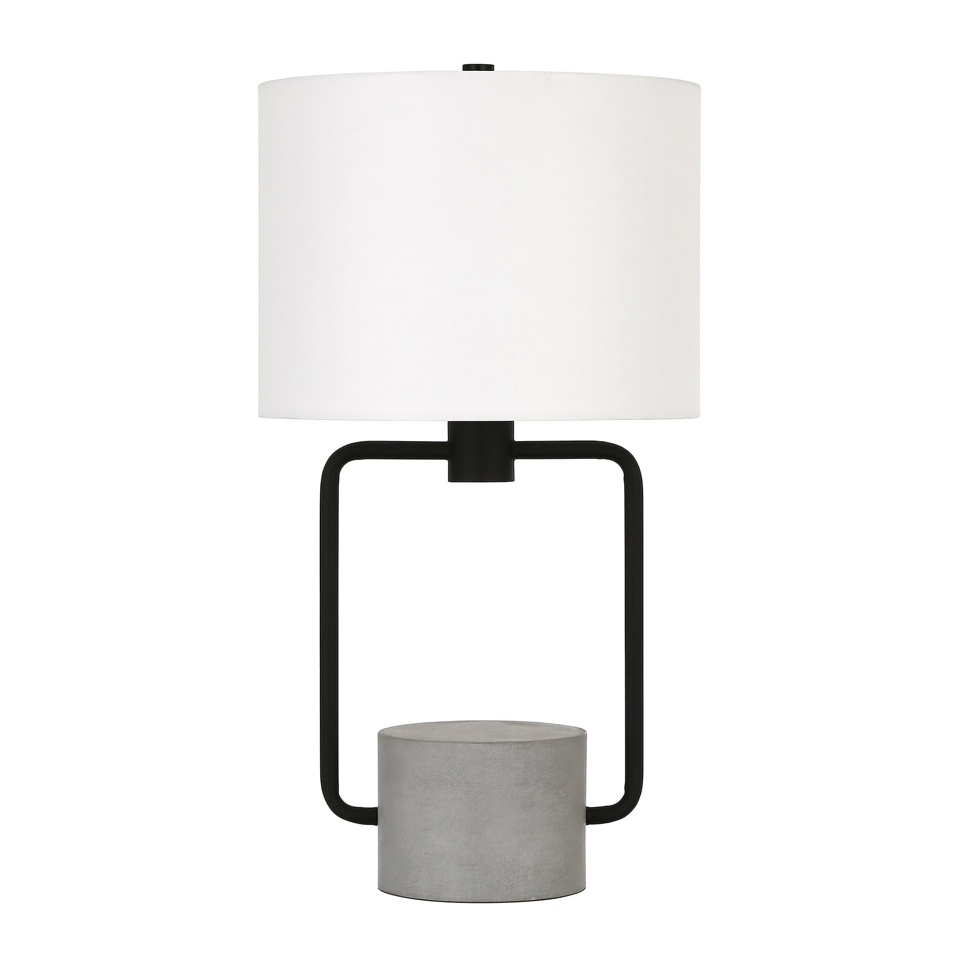 22" Black and Gray Concrete Table Lamp With White Drum Shade-Table Lamps-DECOROLALA