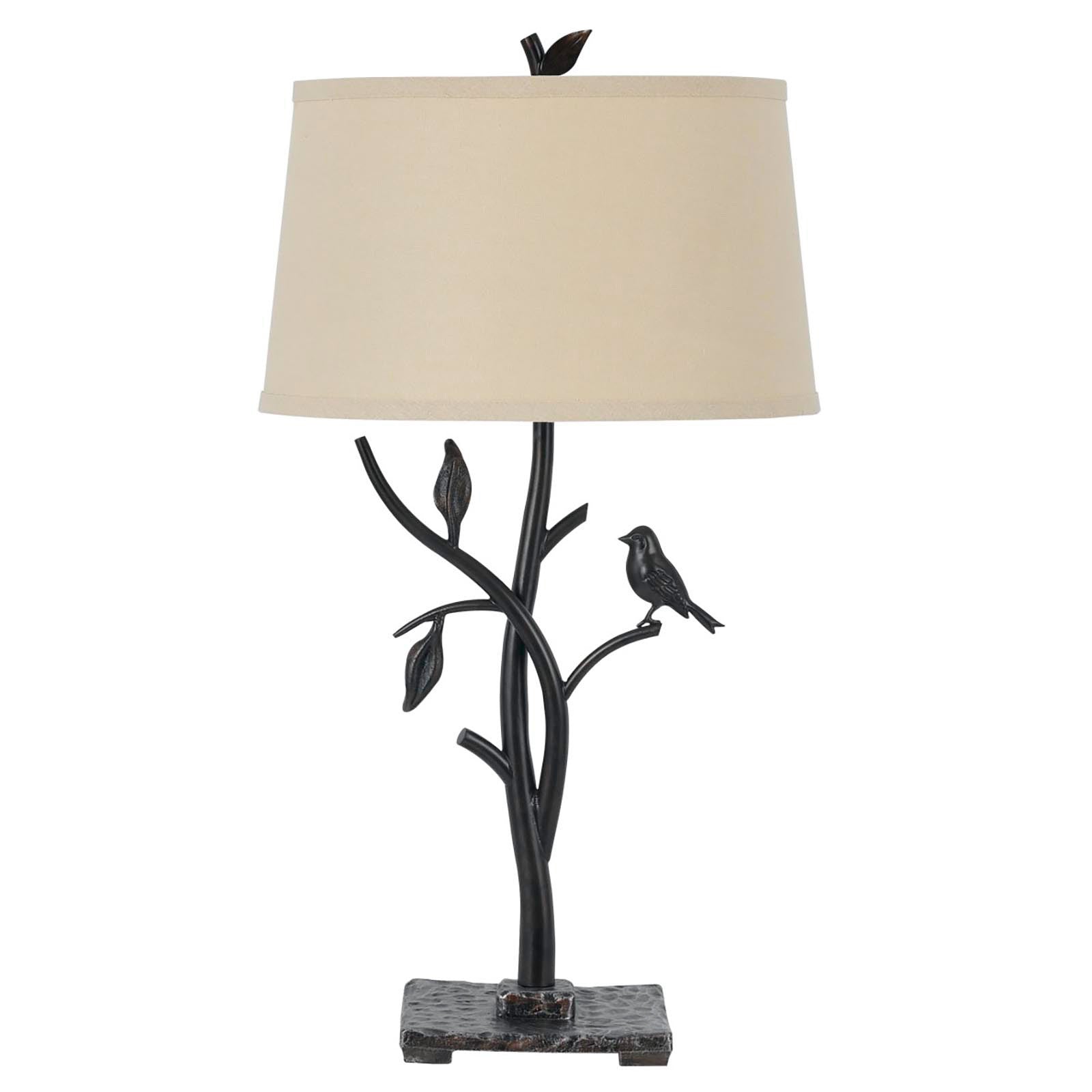 29" Tan Metal Table Lamp With Tan Empire Shade-Table Lamps-DECOROLALA