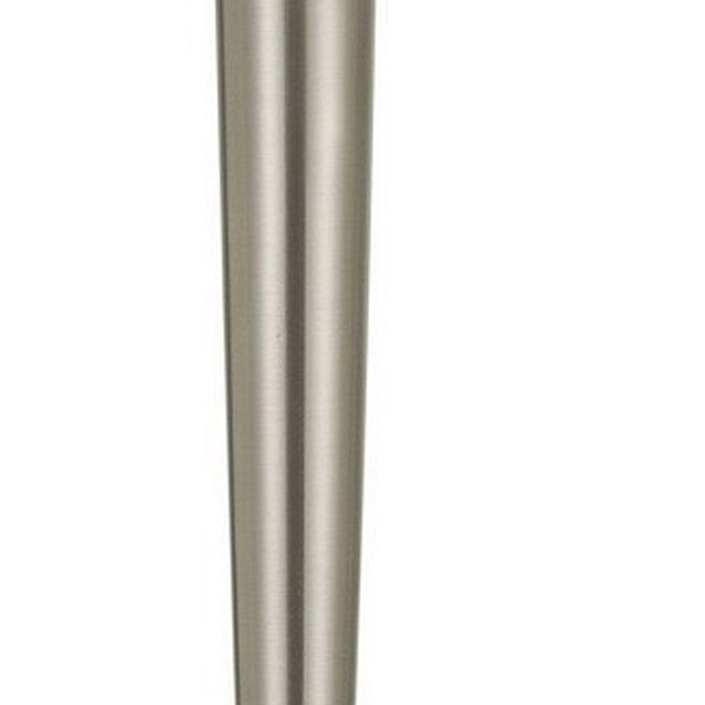 29" Nickel Metal Usb Table Lamp With Off White Empire Shade-Table Lamps-DECOROLALA