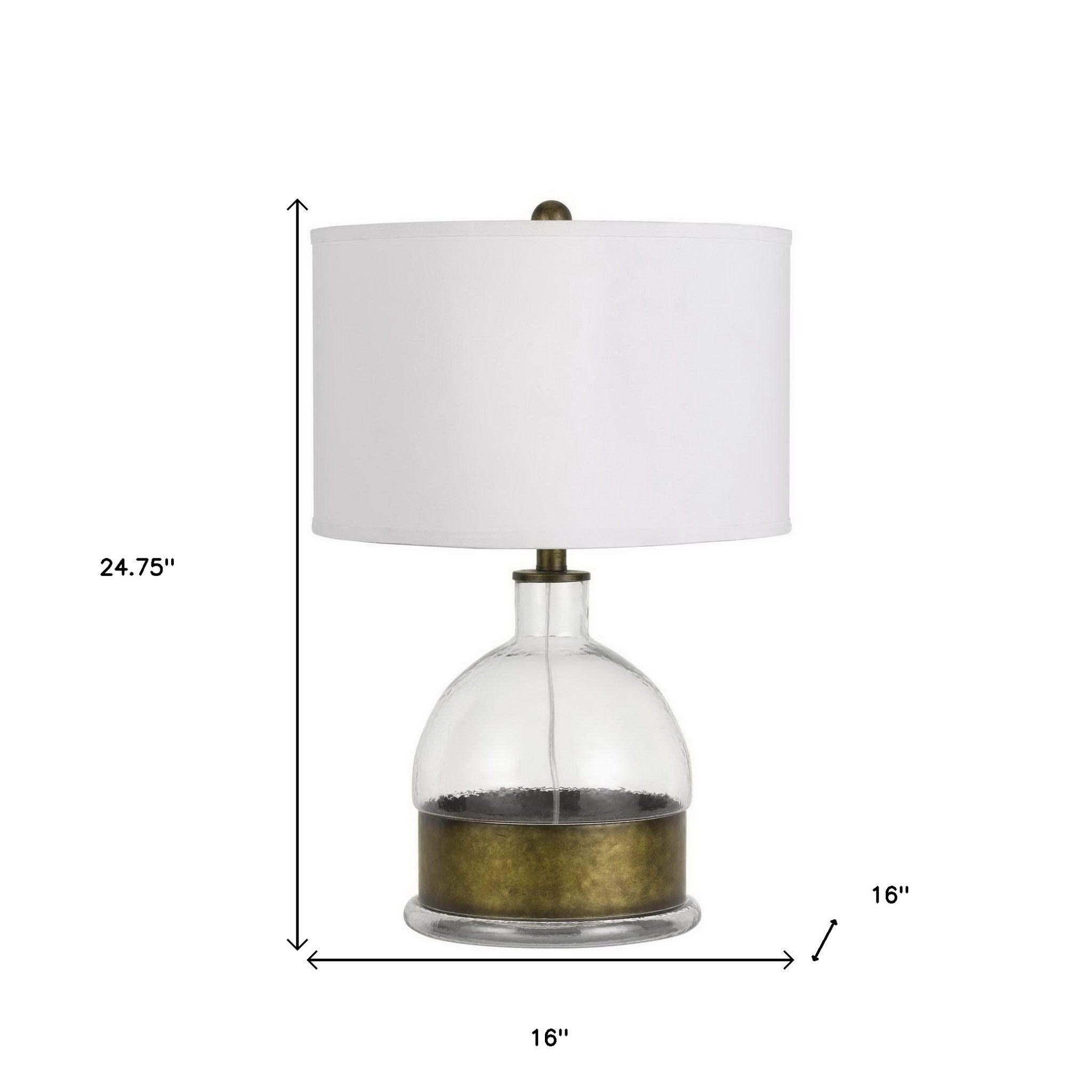 25" Nickel Glass Globe Table Lamp With White Drum Shade-Table Lamps-DECOROLALA